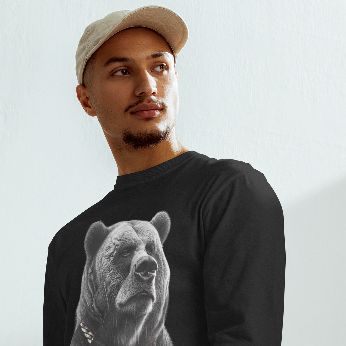 Garment-dyed heavyweight long-sleeve shirt, Unisex, Cali Grizzly Bear 2.0