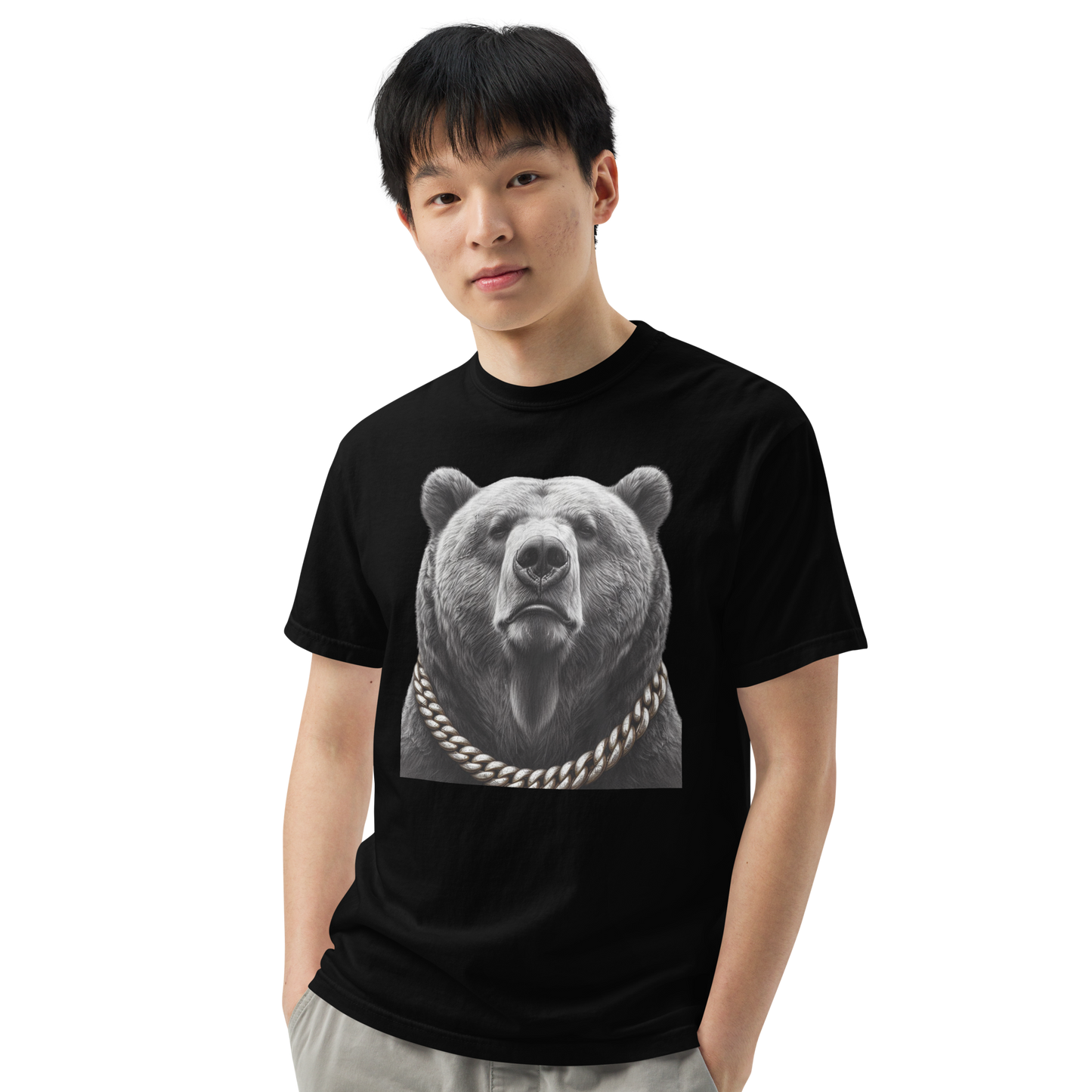 Men's garment-dyed heavyweight t-shirt, Cali Grizzly Bear