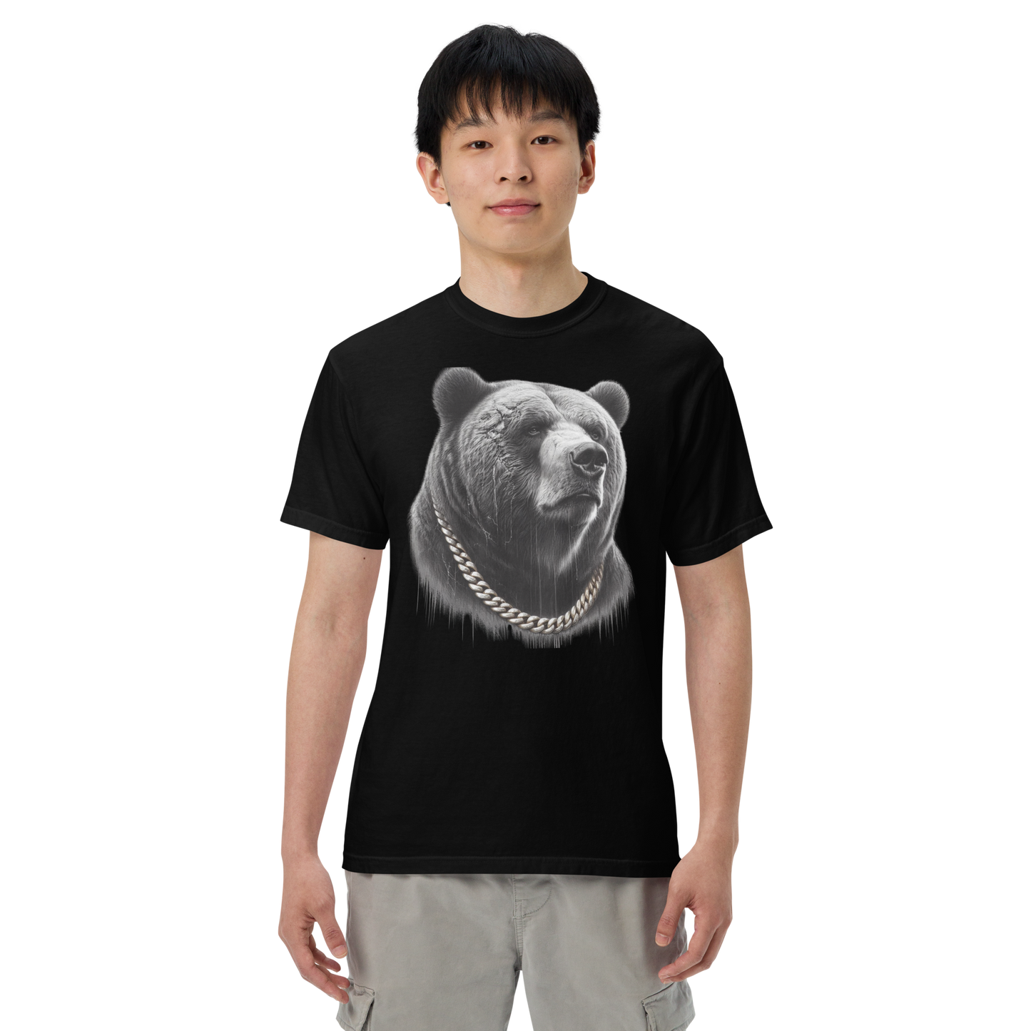 Men's garment-dyed heavyweight t-shirt, Cali Grizzly Bear 2.0