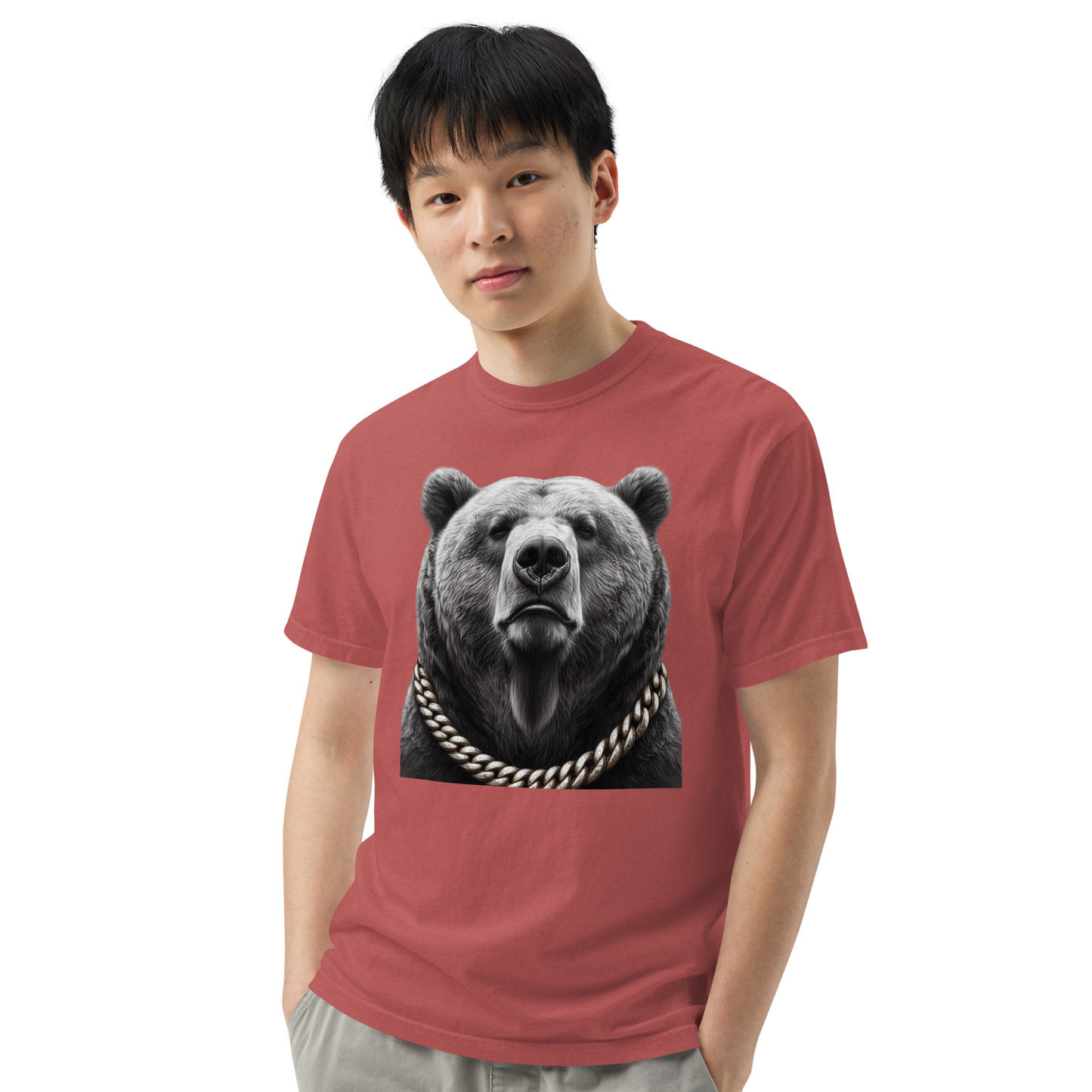 Men's garment-dyed heavyweight t-shirt, Cali Grizzly Bear