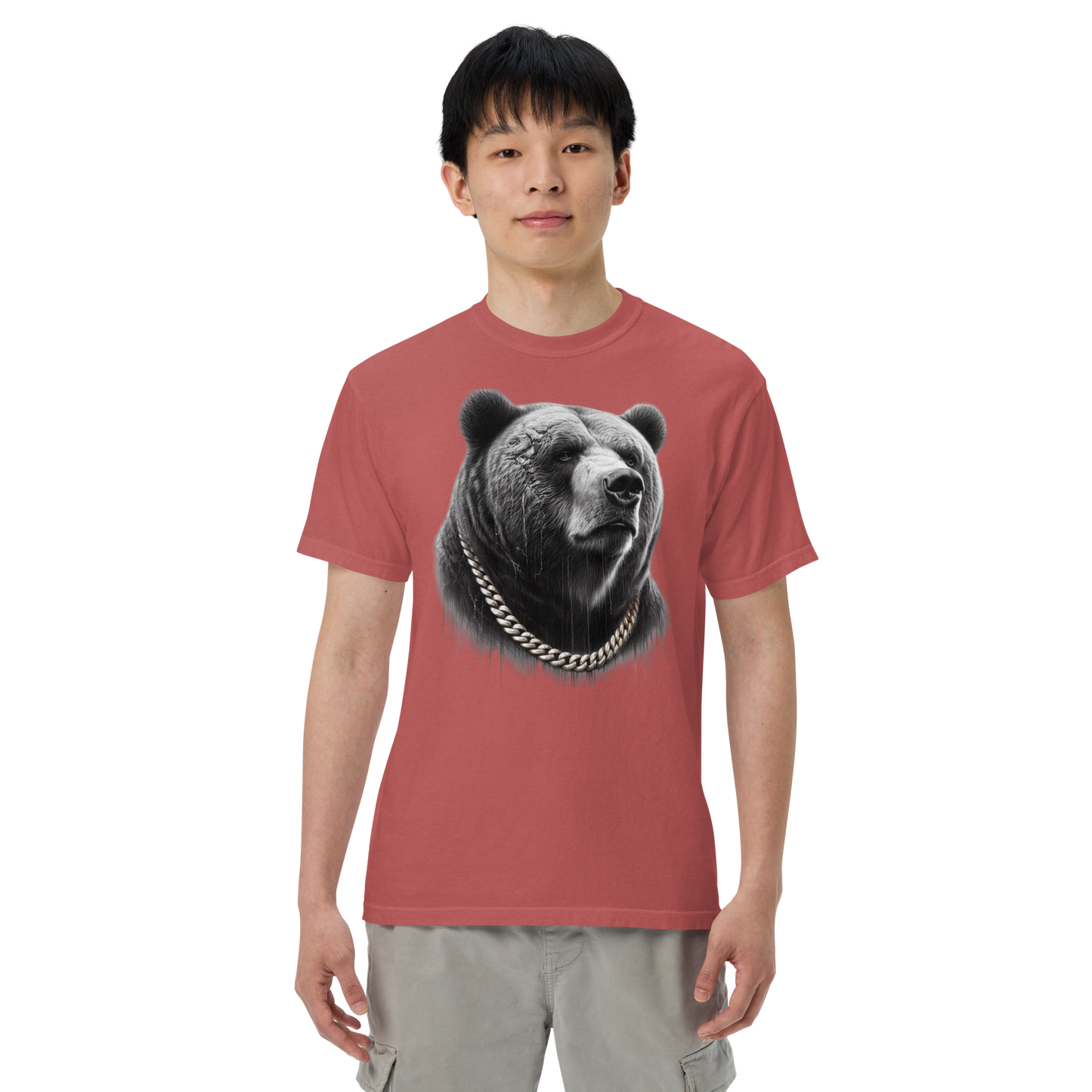 Men's garment-dyed heavyweight t-shirt, Cali Grizzly Bear 2.0