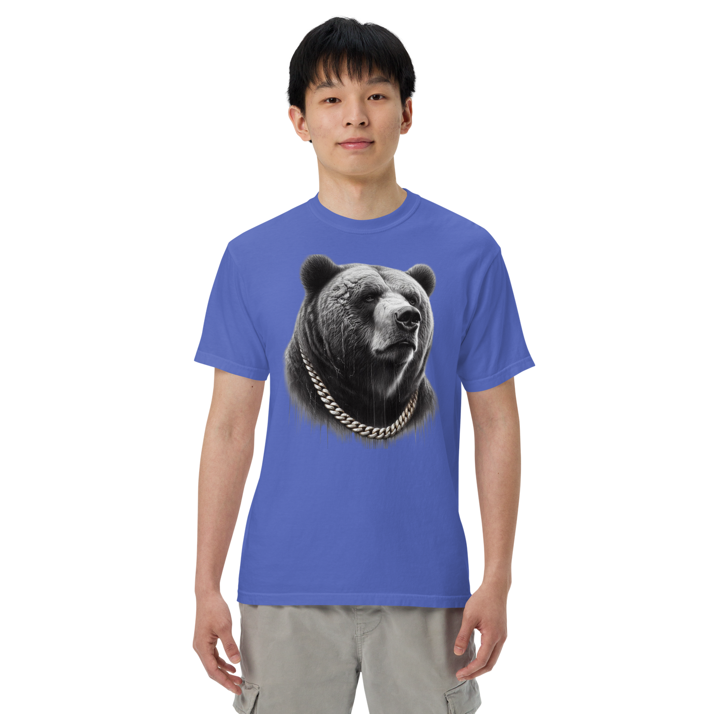 Men's garment-dyed heavyweight t-shirt, Cali Grizzly Bear 2.0