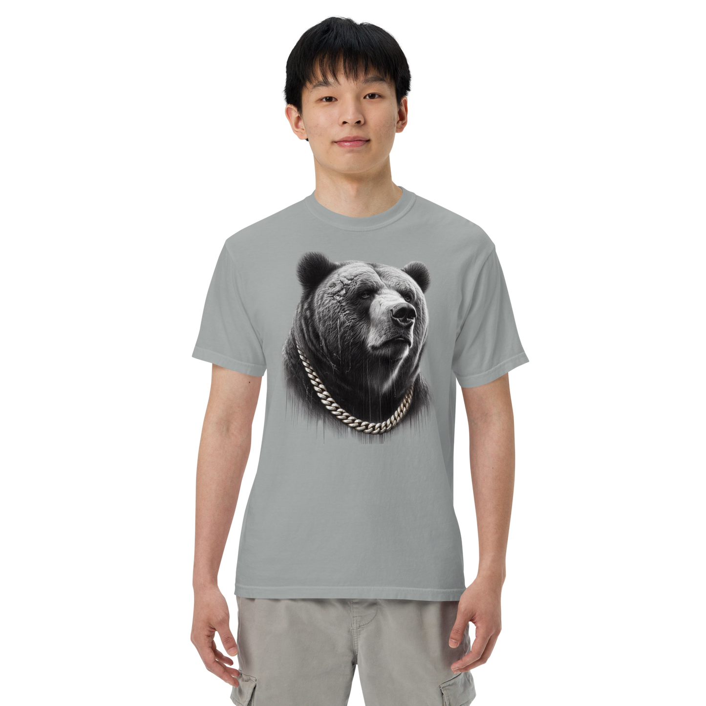 Men's garment-dyed heavyweight t-shirt, Cali Grizzly Bear 2.0