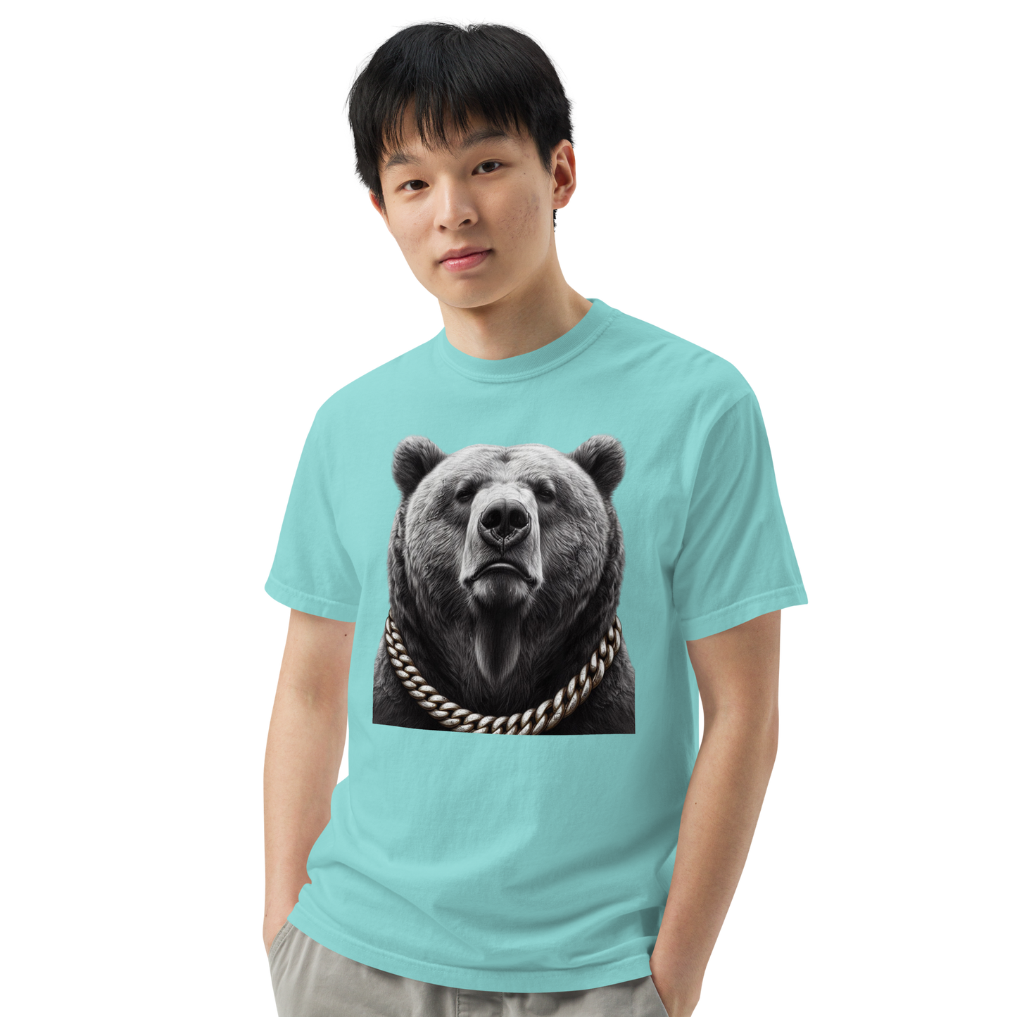 Men's garment-dyed heavyweight t-shirt, Cali Grizzly Bear