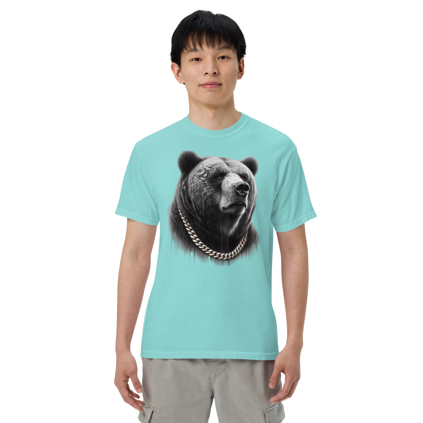 Men's garment-dyed heavyweight t-shirt, Cali Grizzly Bear 2.0