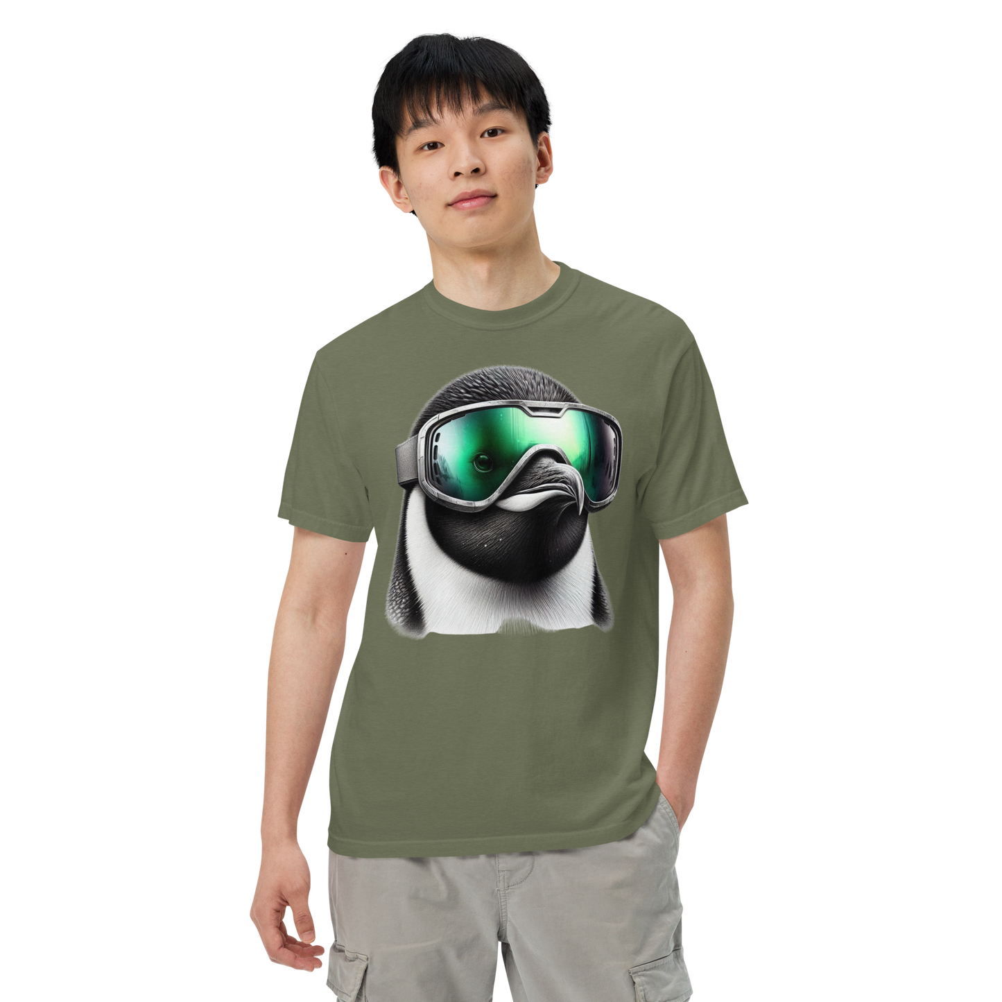 Men's garment-dyed heavyweight t-shirt, Penguin Goggles