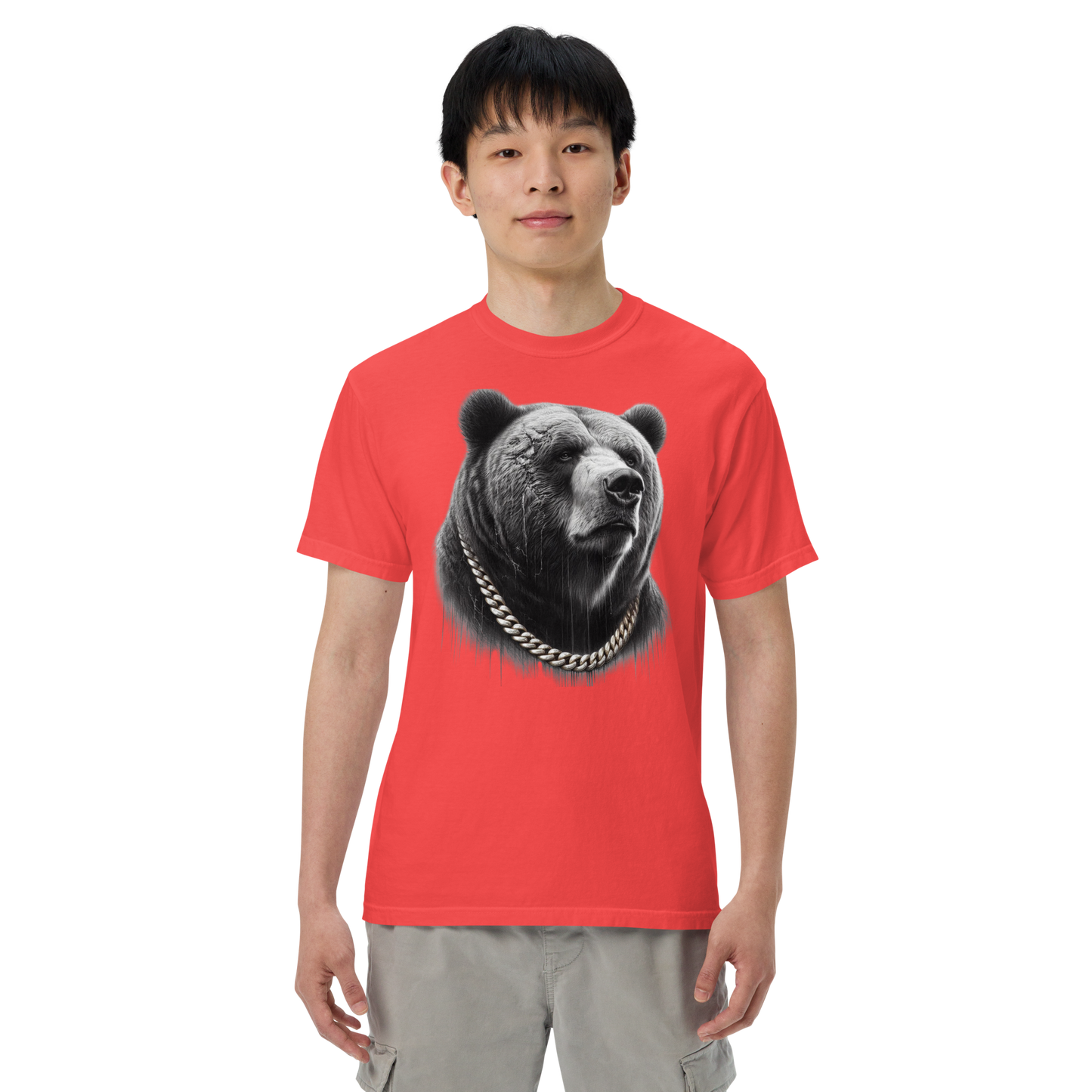 Men's garment-dyed heavyweight t-shirt, Cali Grizzly Bear 2.0