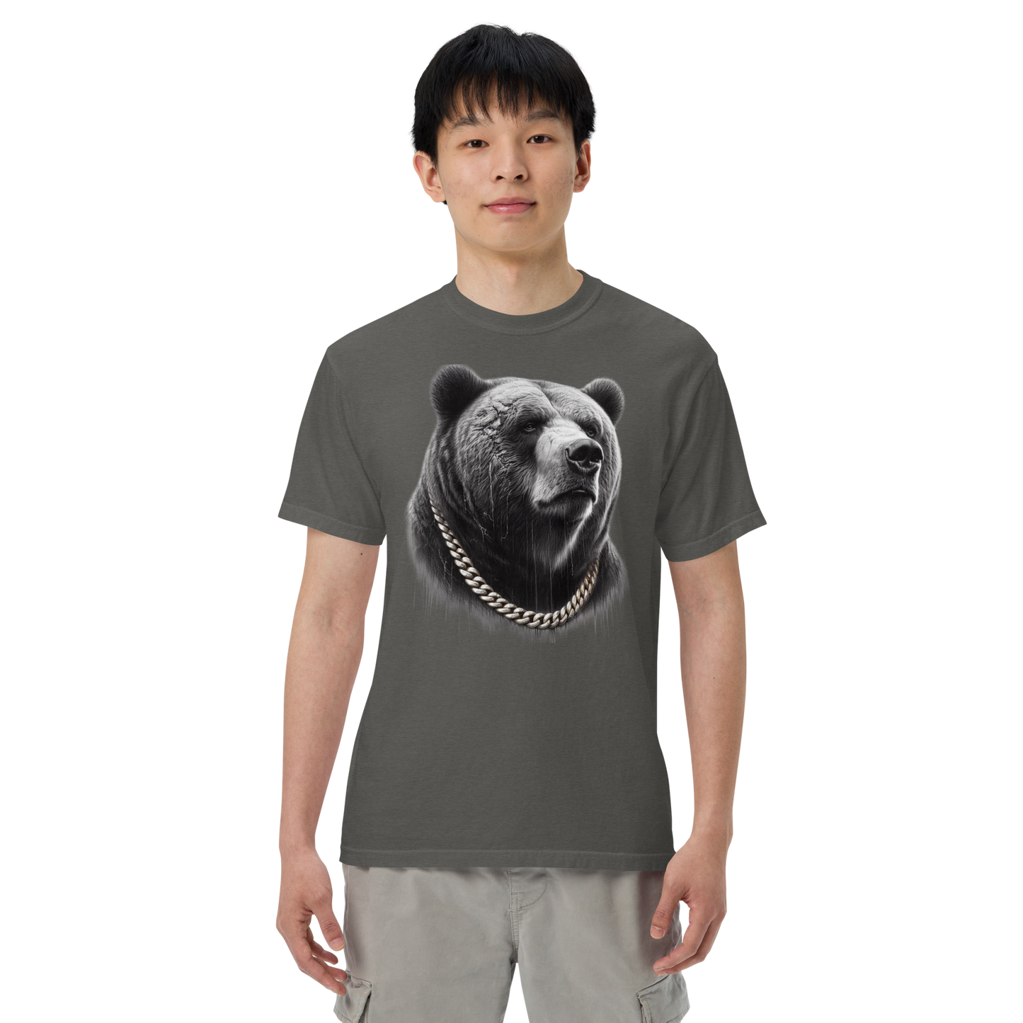 Men's garment-dyed heavyweight t-shirt, Cali Grizzly Bear 2.0