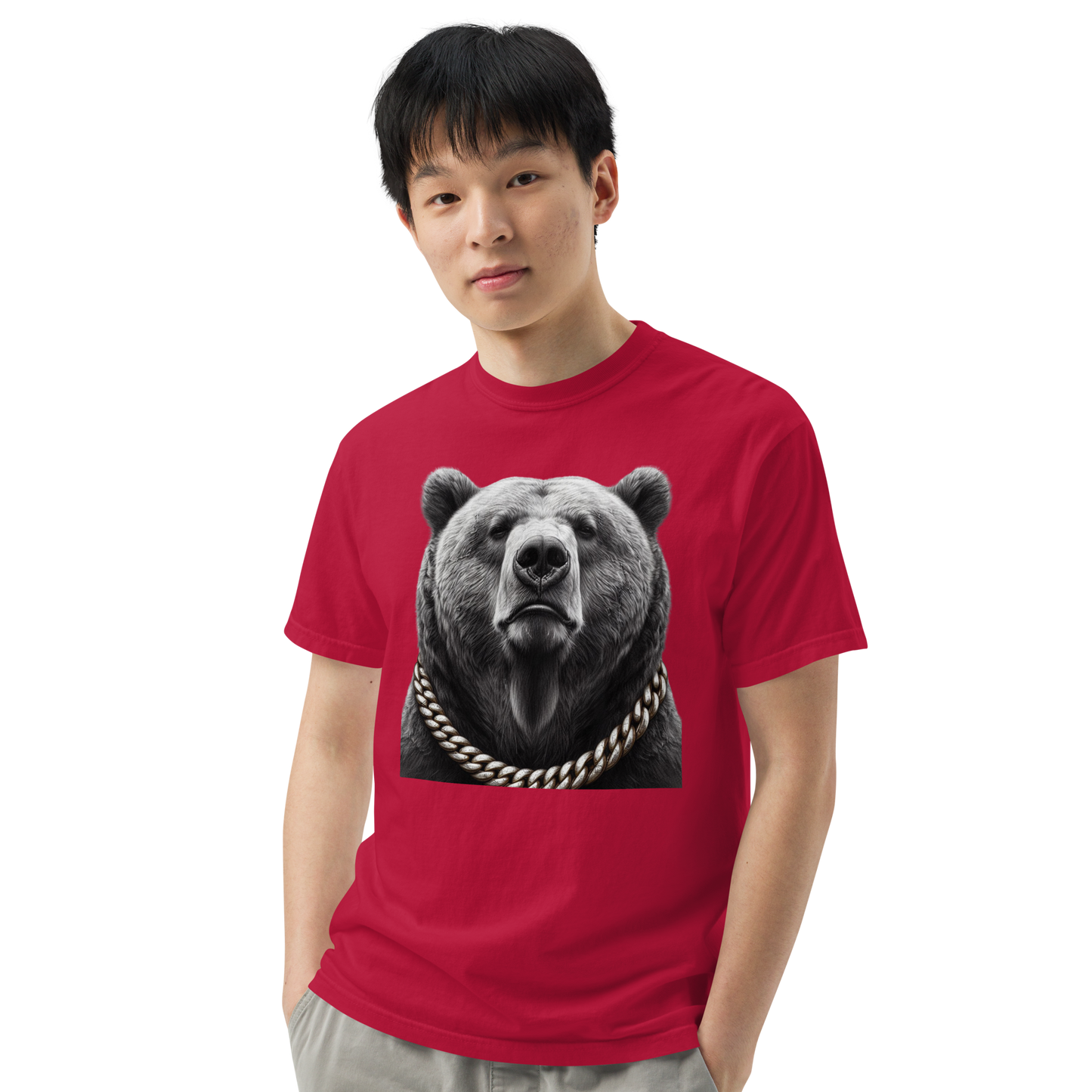 Men's garment-dyed heavyweight t-shirt, Cali Grizzly Bear