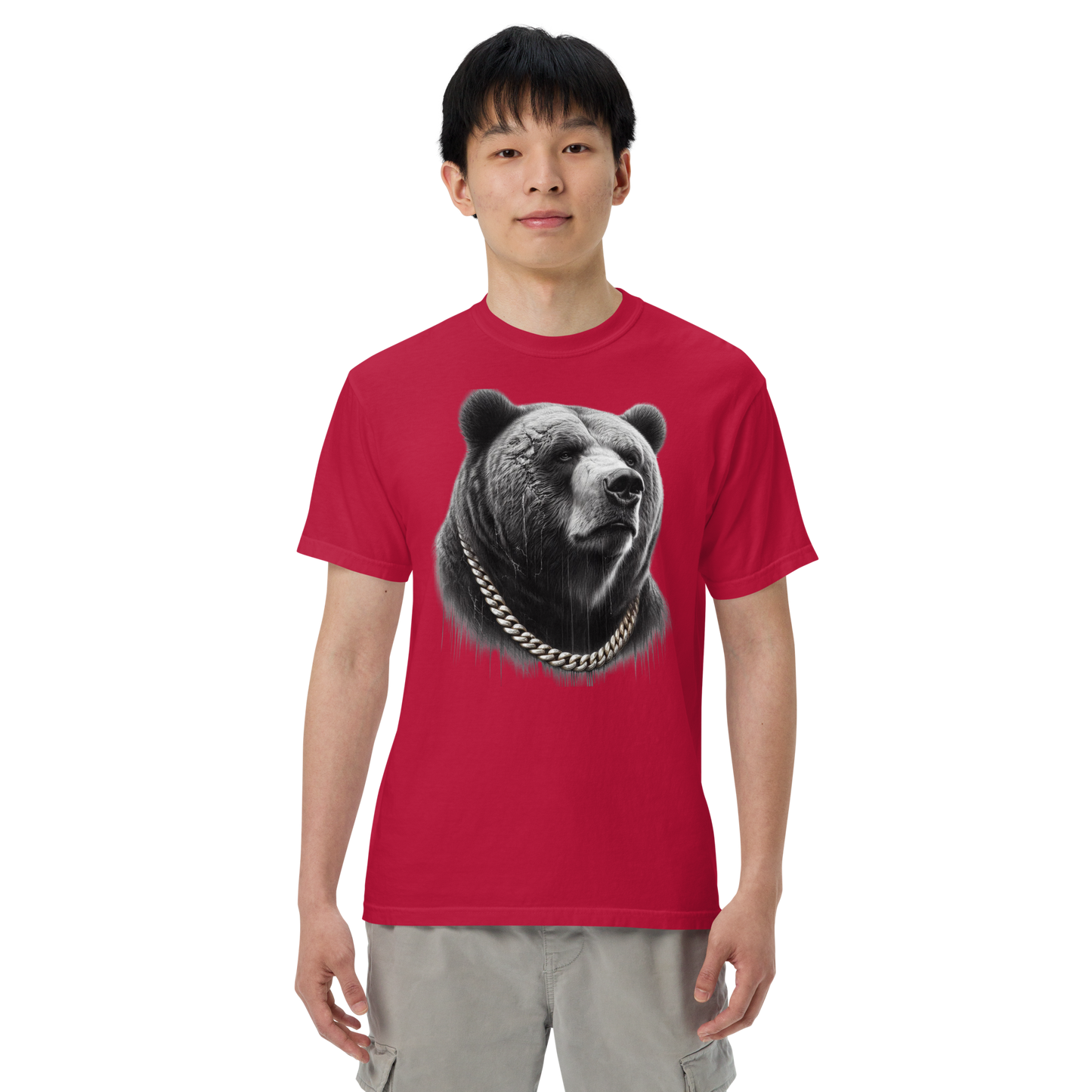 Men's garment-dyed heavyweight t-shirt, Cali Grizzly Bear 2.0