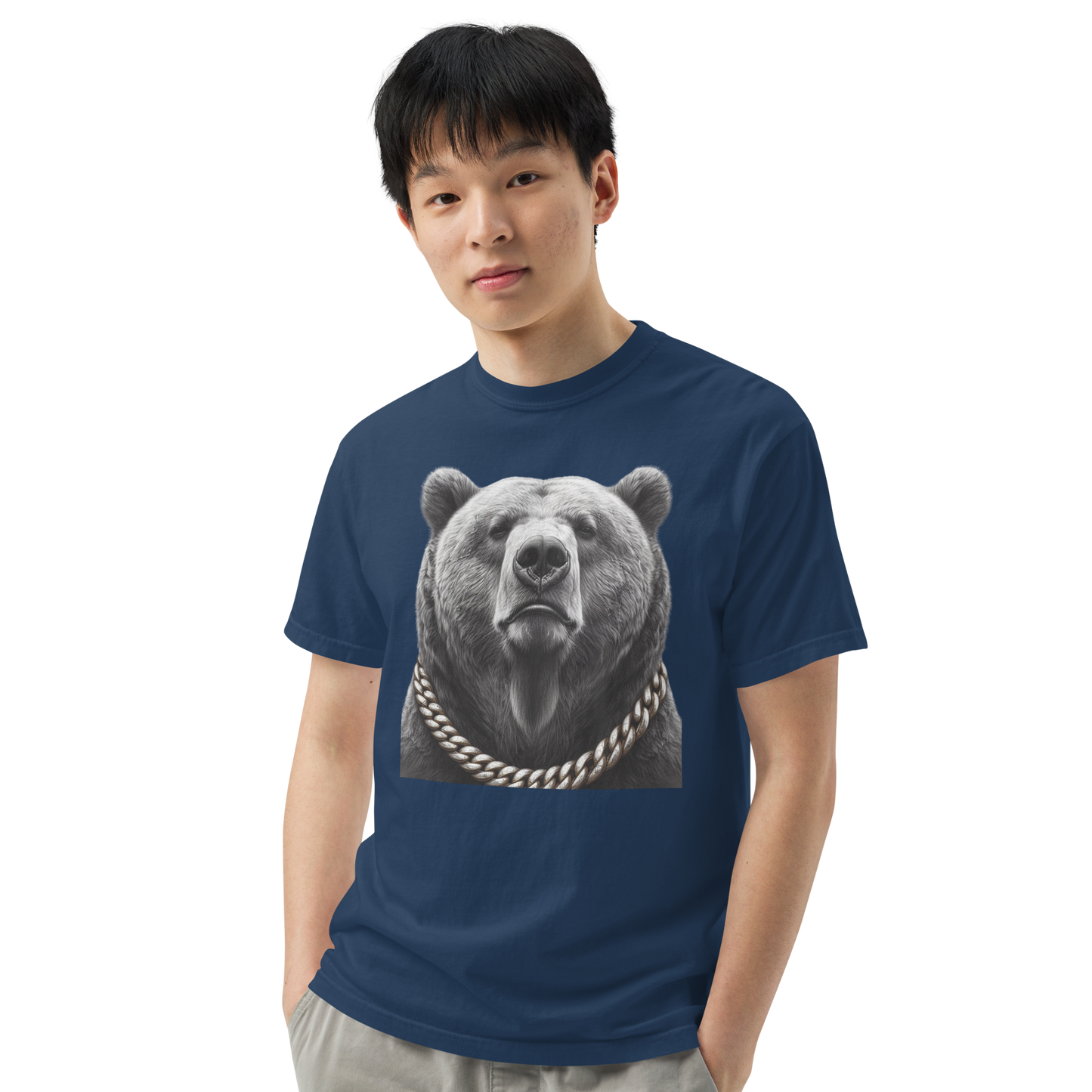 Men's garment-dyed heavyweight t-shirt, Cali Grizzly Bear