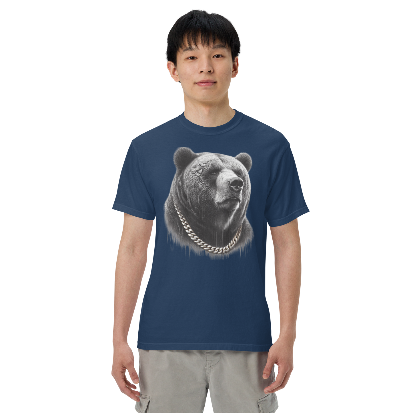 Men's garment-dyed heavyweight t-shirt, Cali Grizzly Bear 2.0