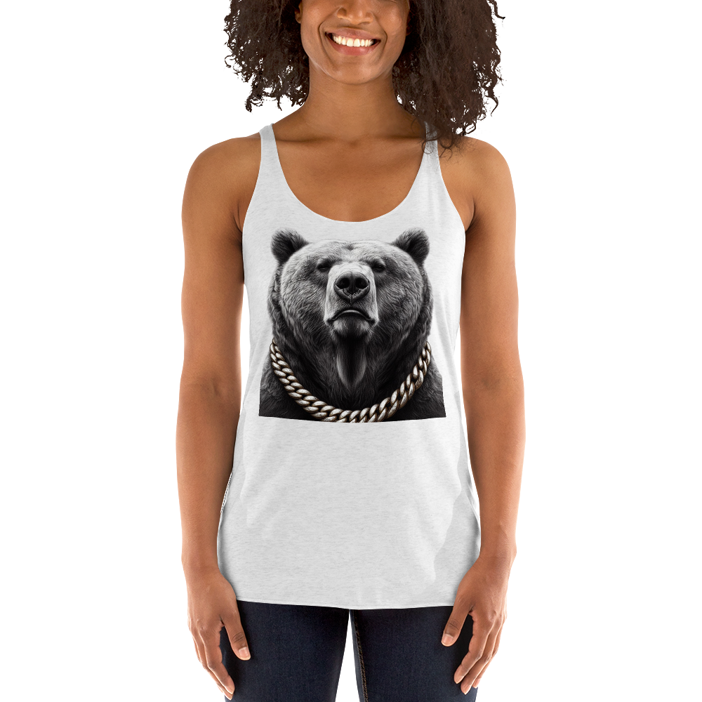 Women's Racerback Tank, Cali Grizzly Bear