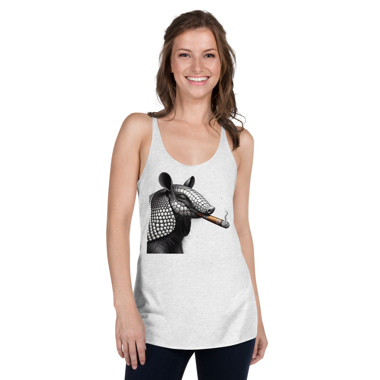 Women's Racerback Tank, Armadillo Cigarillo