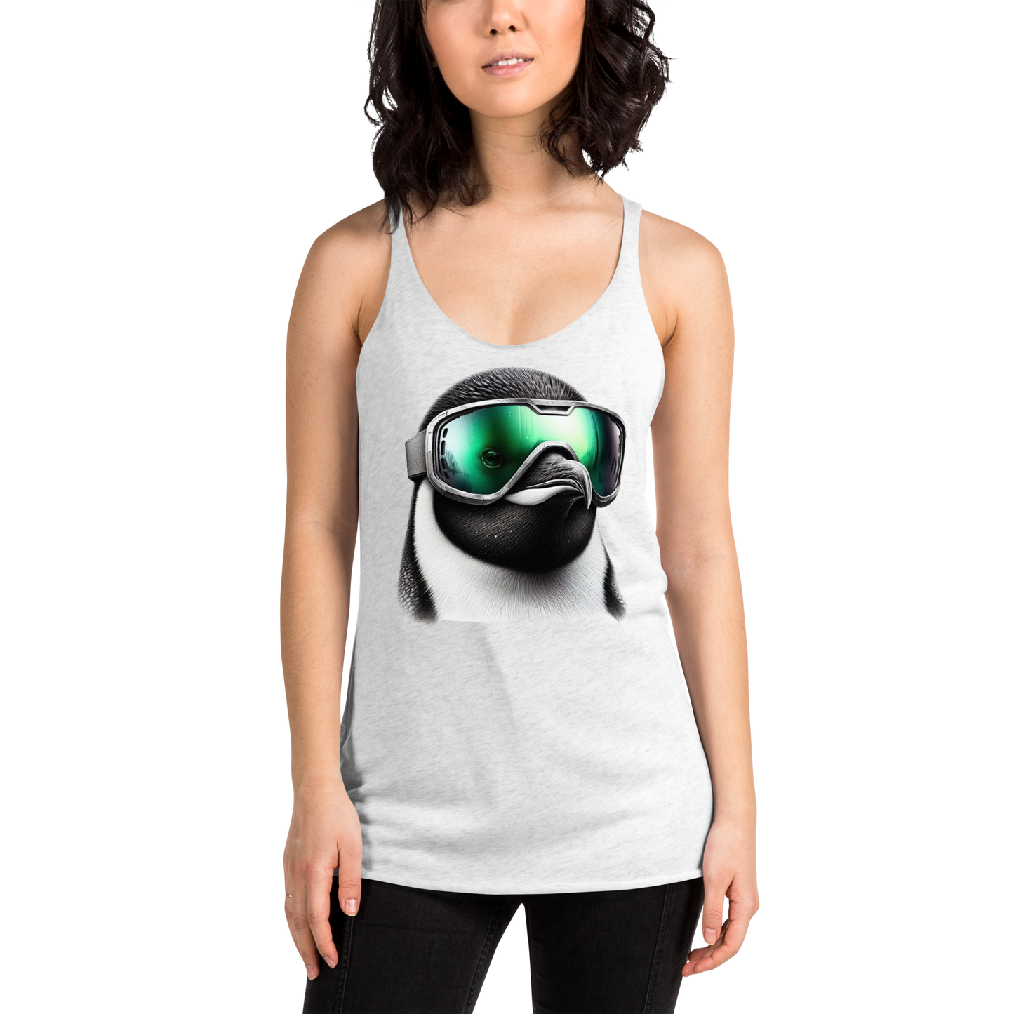 Women's Racerback Tank, Wild Series, Penguin Goggles