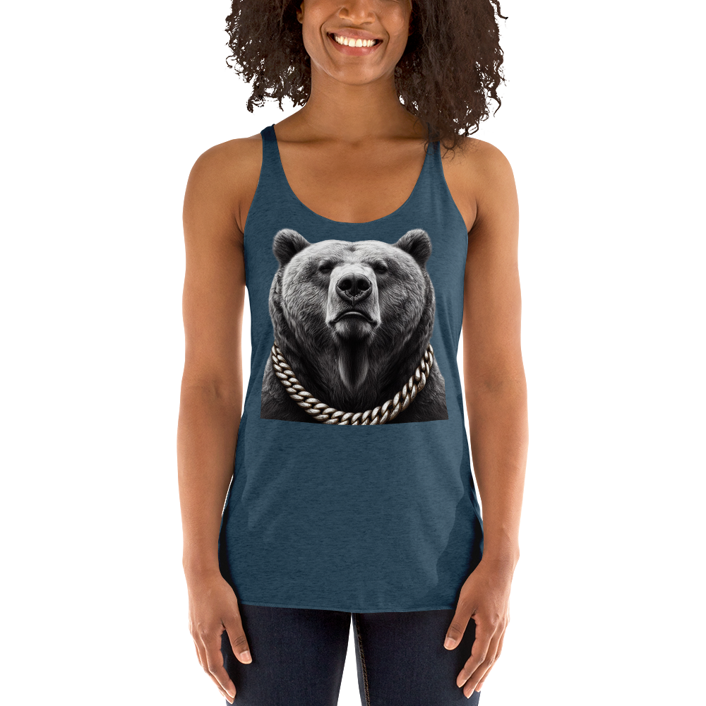 Women's Racerback Tank, Cali Grizzly Bear