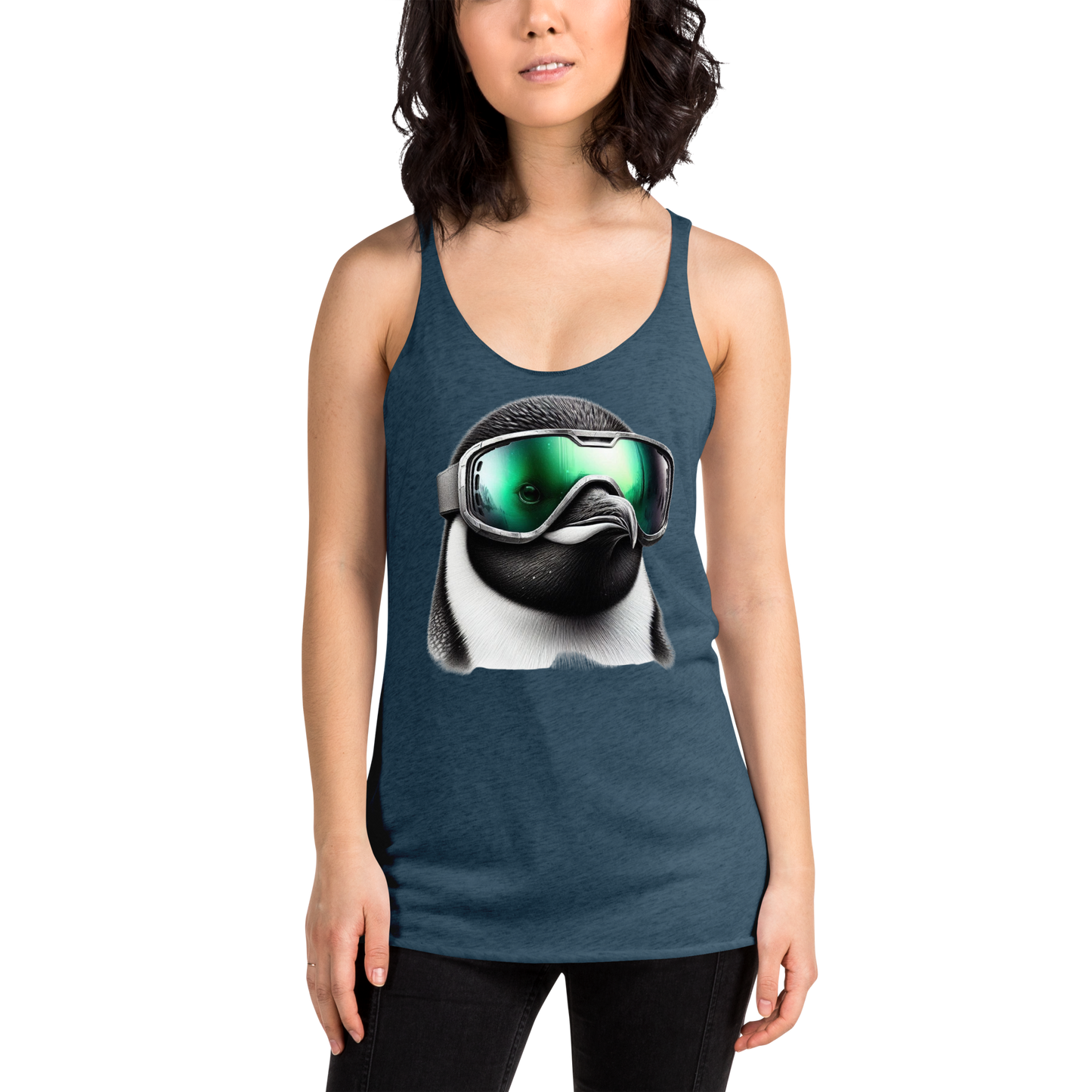 Women's Racerback Tank, Wild Series, Penguin Goggles