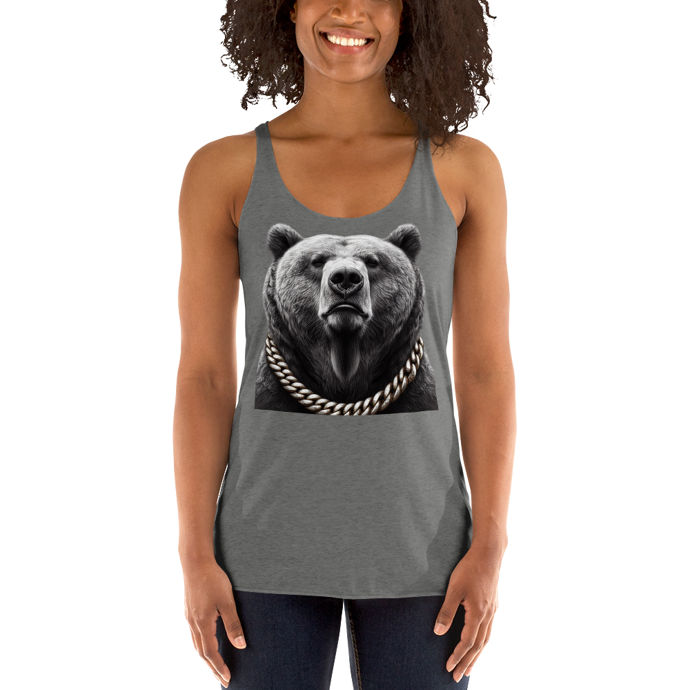 Women's Racerback Tank, Cali Grizzly Bear