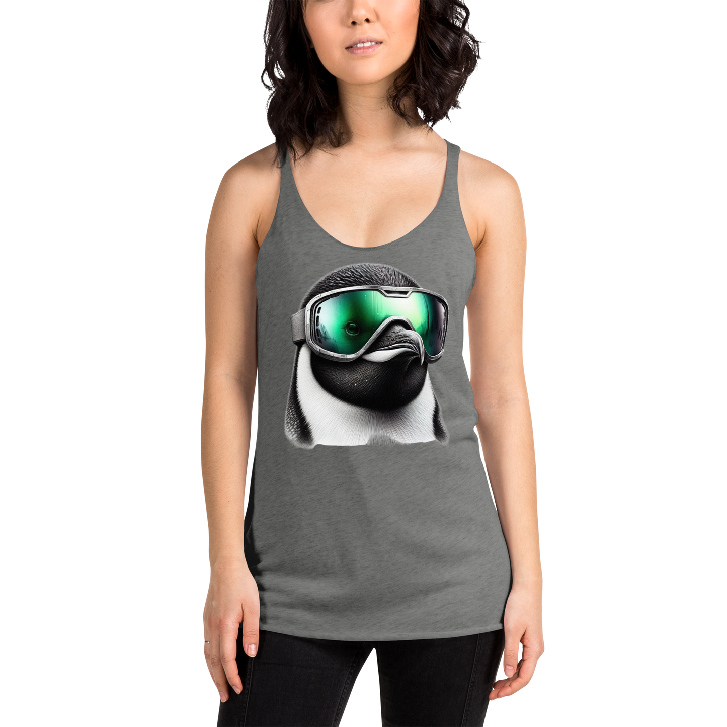 Women's Racerback Tank, Wild Series, Penguin Goggles