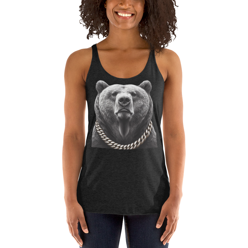 Women's Racerback Tank, Cali Grizzly Bear