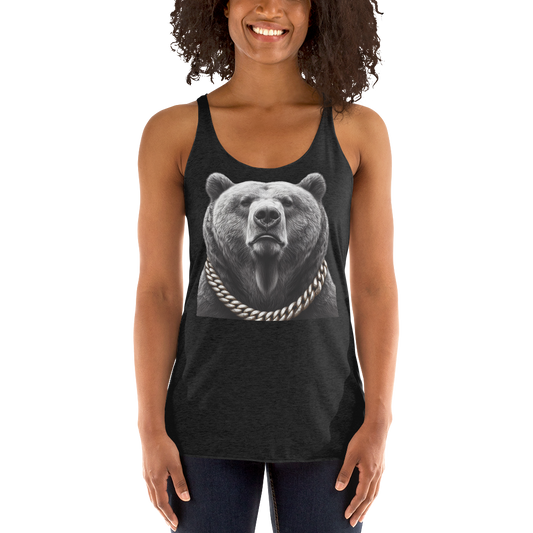 Women's Racerback Tank, Cali Grizzly Bear