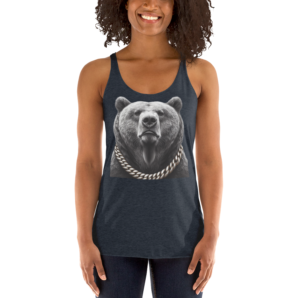 Women's Racerback Tank, Cali Grizzly Bear