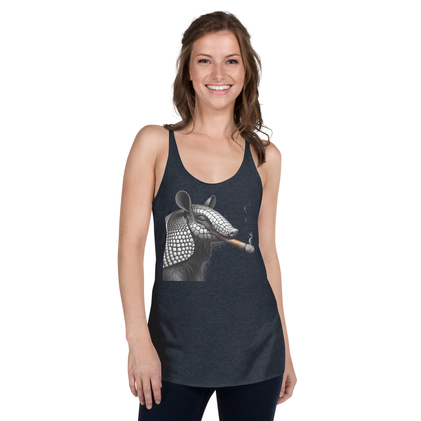 Women's Racerback Tank, Armadillo Cigarillo