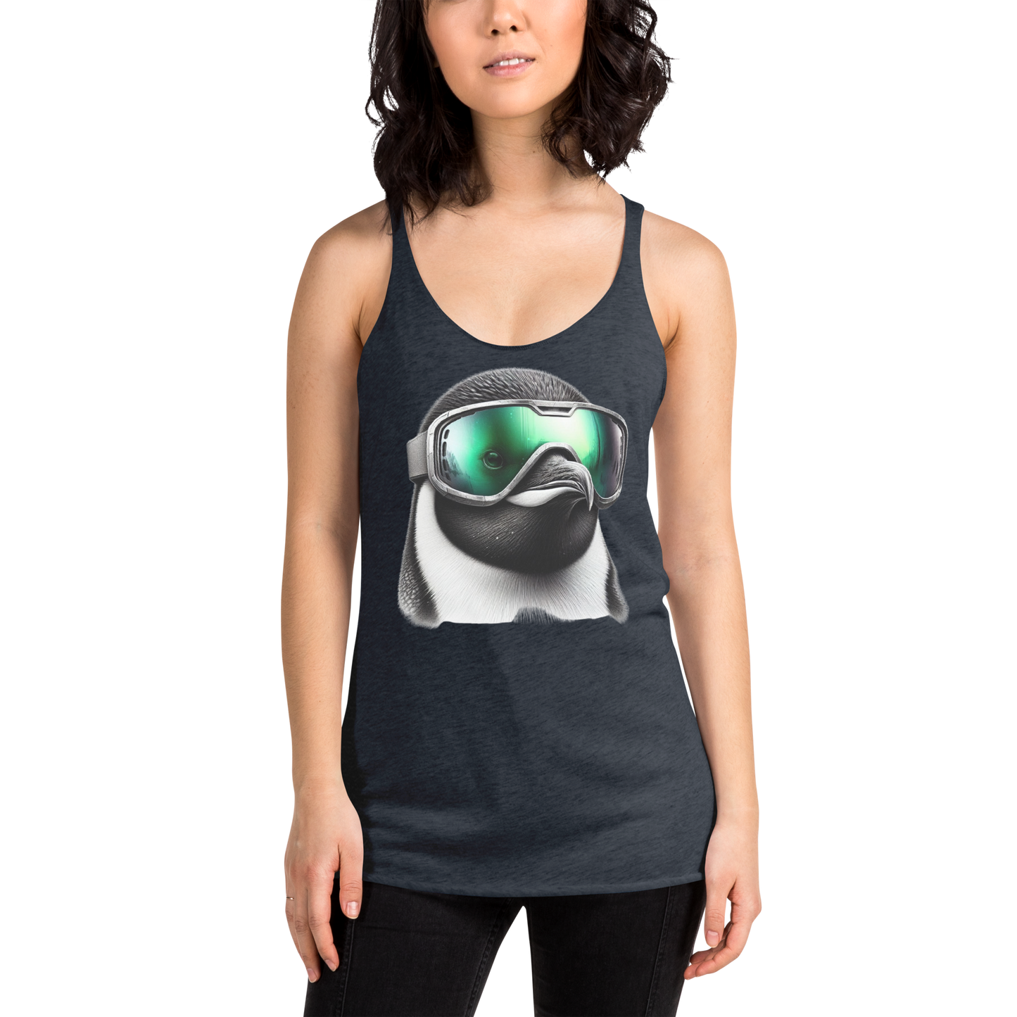 Women's Racerback Tank, Wild Series, Penguin Goggles