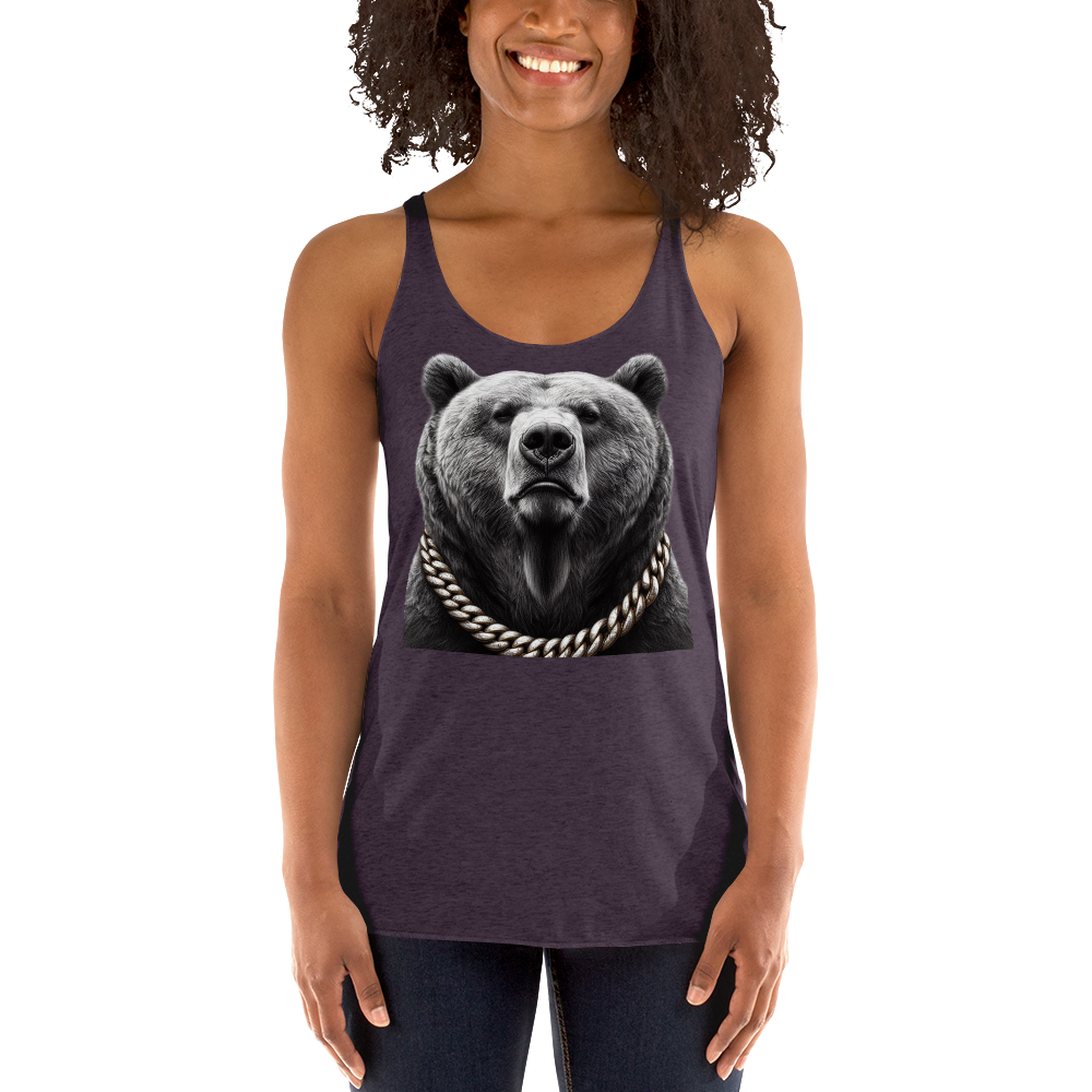 Women's Racerback Tank, Cali Grizzly Bear