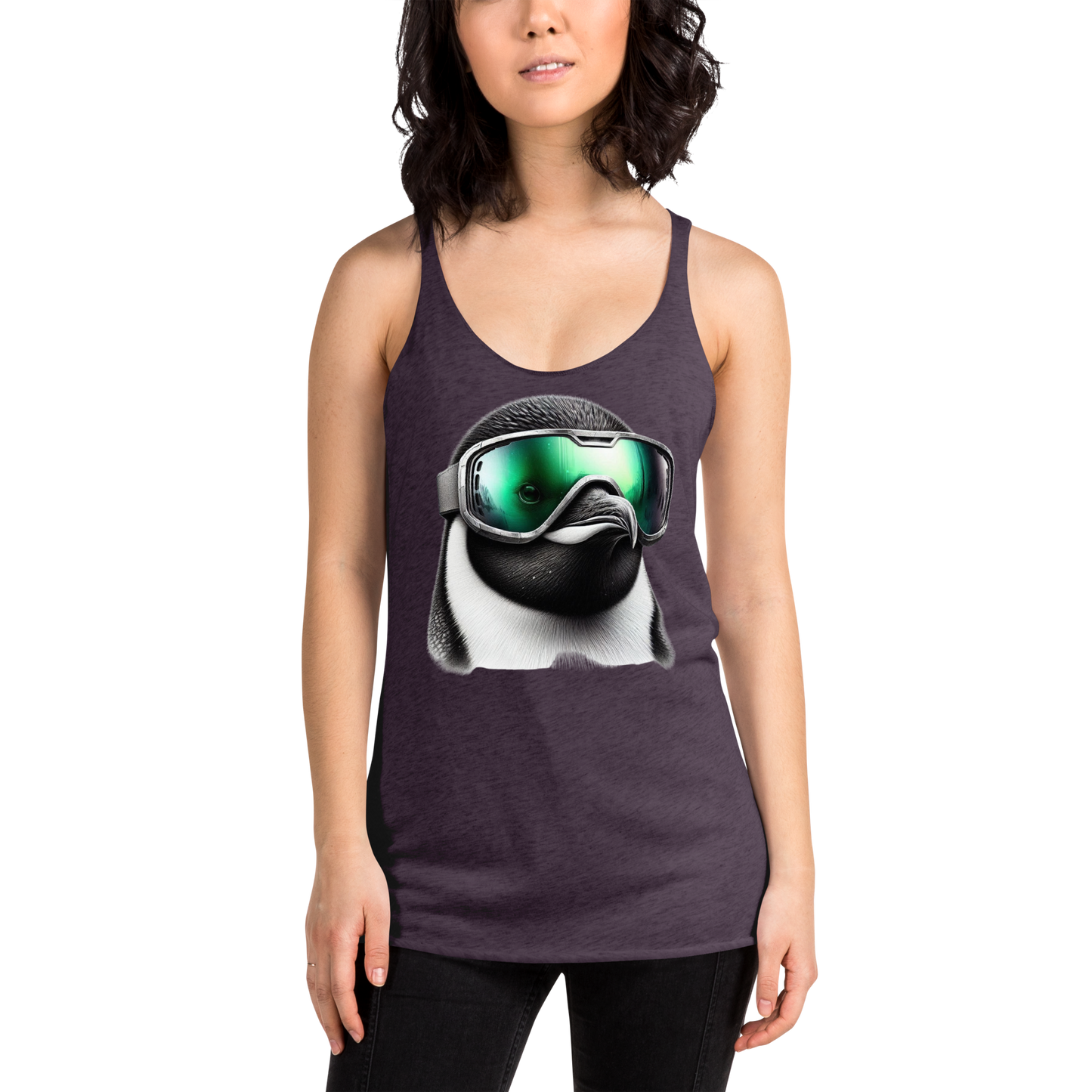 Women's Racerback Tank, Wild Series, Penguin Goggles