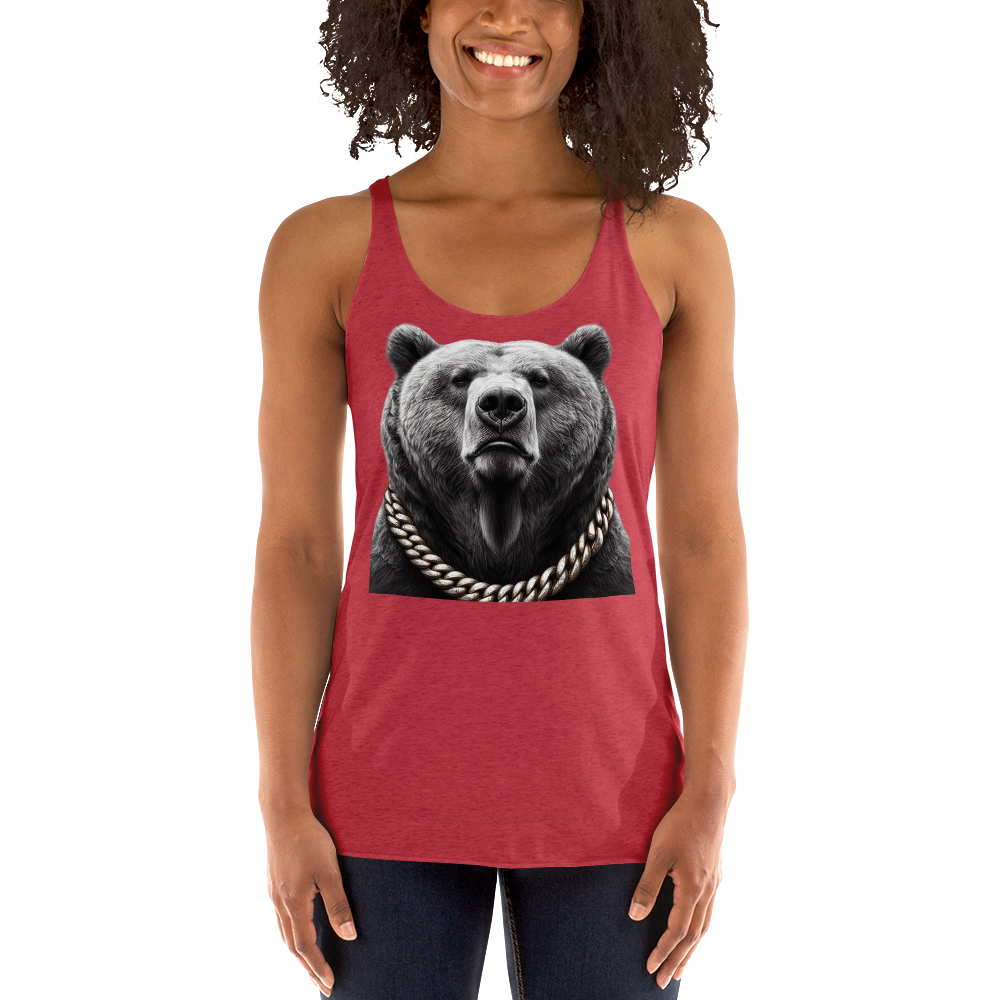 Women's Racerback Tank, Cali Grizzly Bear