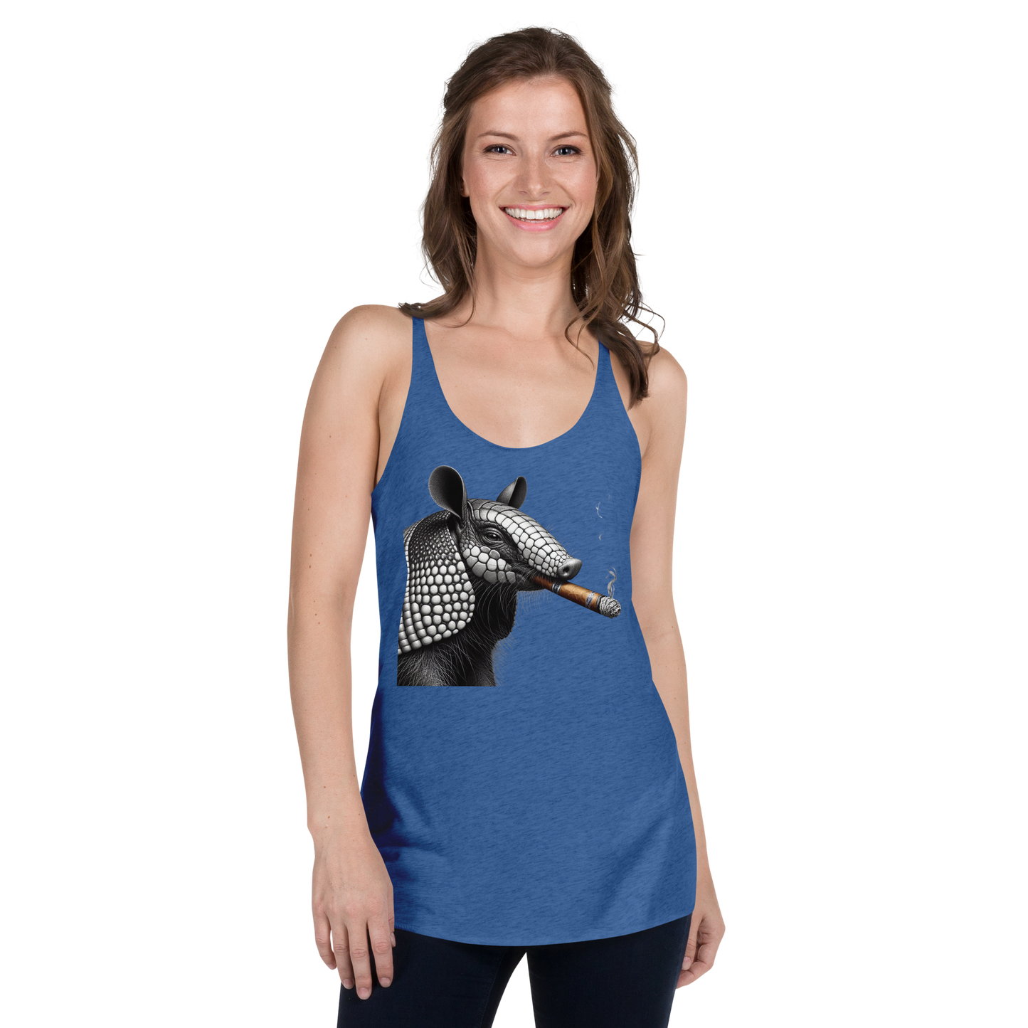 Women's Racerback Tank, Armadillo Cigarillo