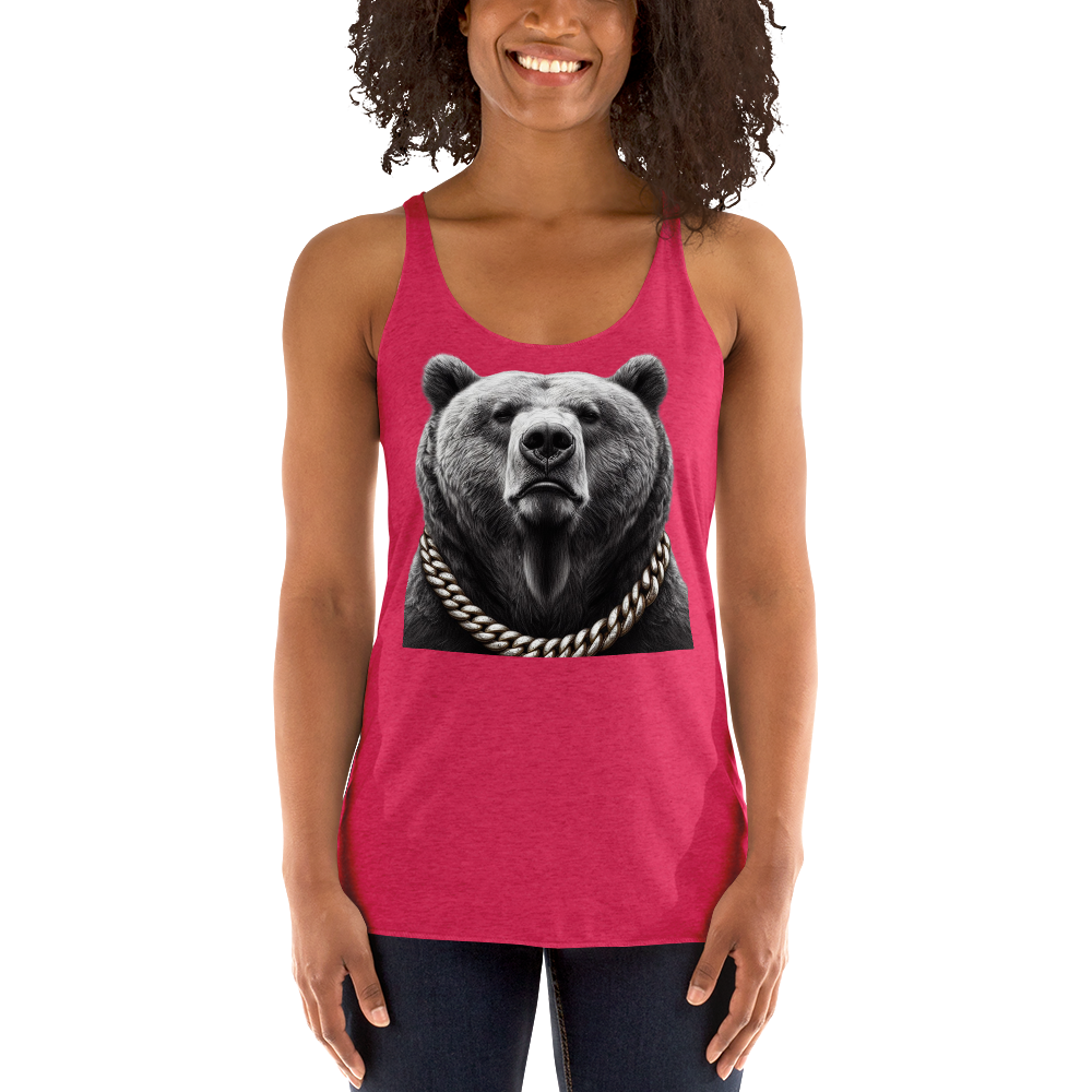 Women's Racerback Tank, Cali Grizzly Bear