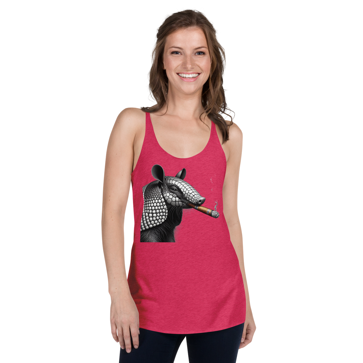 Women's Racerback Tank, Armadillo Cigarillo