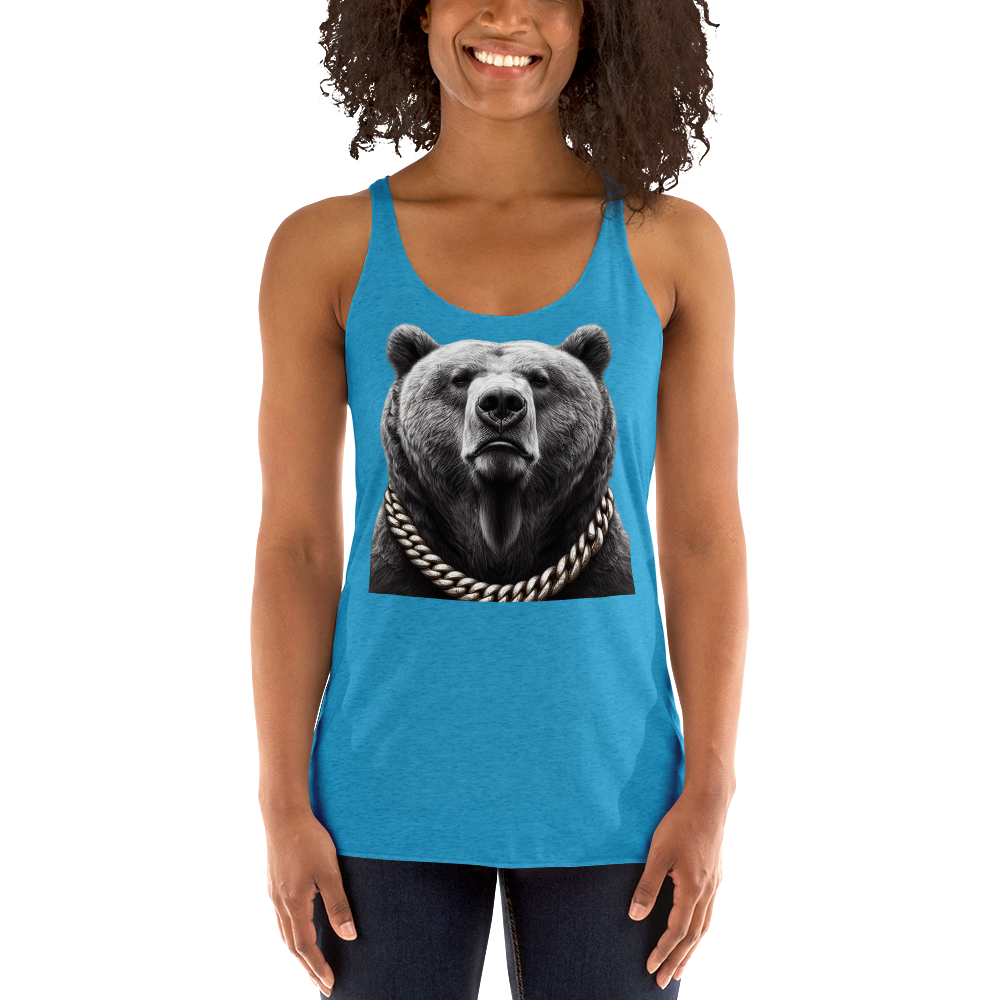 Women's Racerback Tank, Cali Grizzly Bear