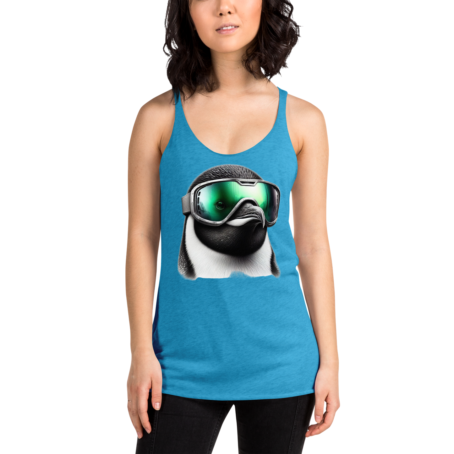 Women's Racerback Tank, Wild Series, Penguin Goggles