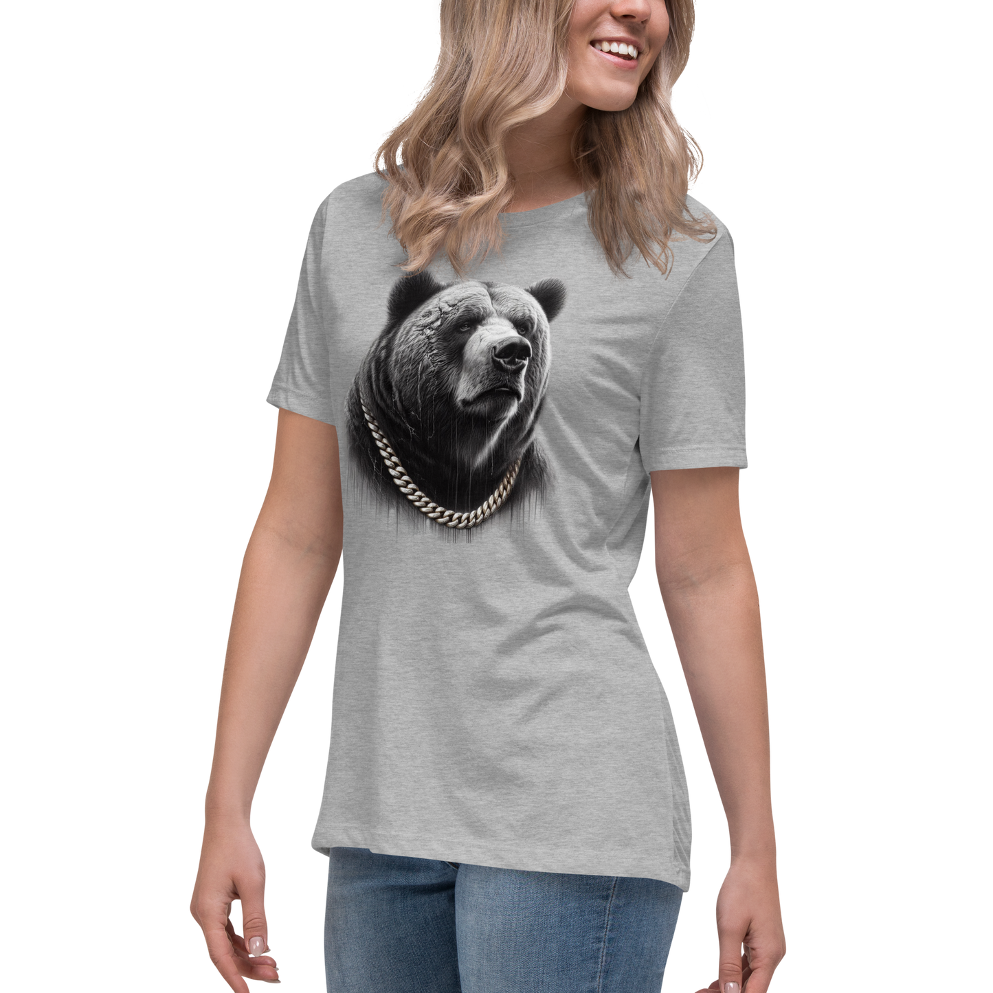 Women's Relaxed T-Shirt, Cali Grizzly Bear 2.0