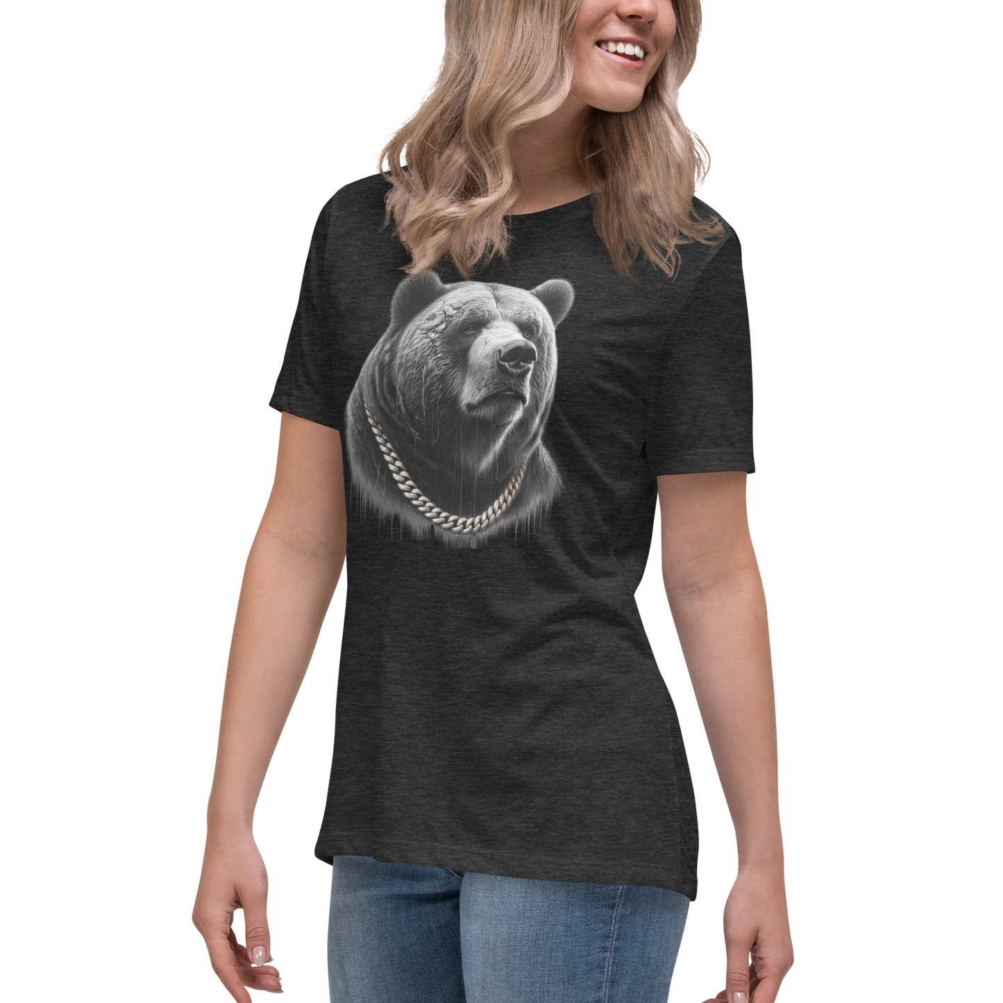 Women's Relaxed T-Shirt, Cali Grizzly Bear 2.0