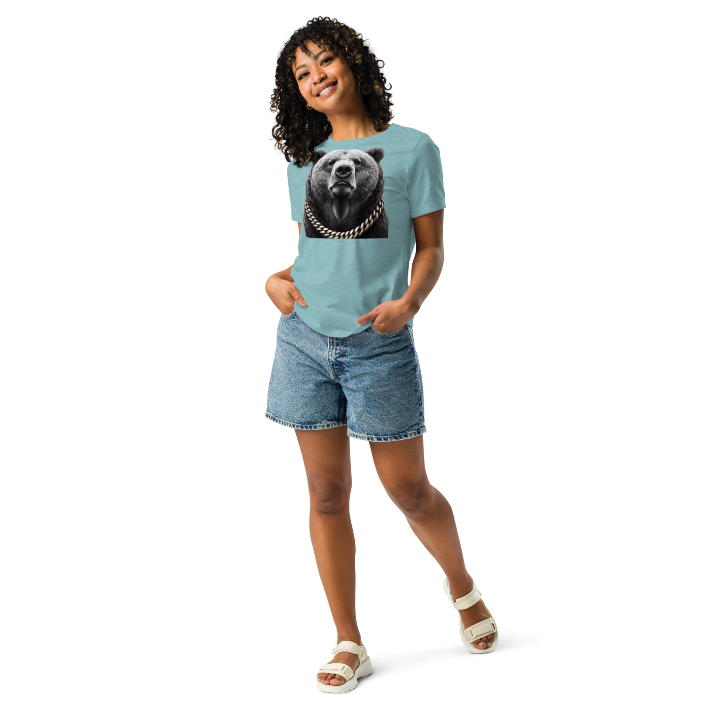 Women's Relaxed T-Shirt, Cali Grizzly Bear