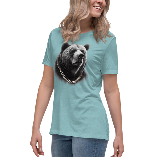 Women's Relaxed T-Shirt, Cali Grizzly Bear 2.0