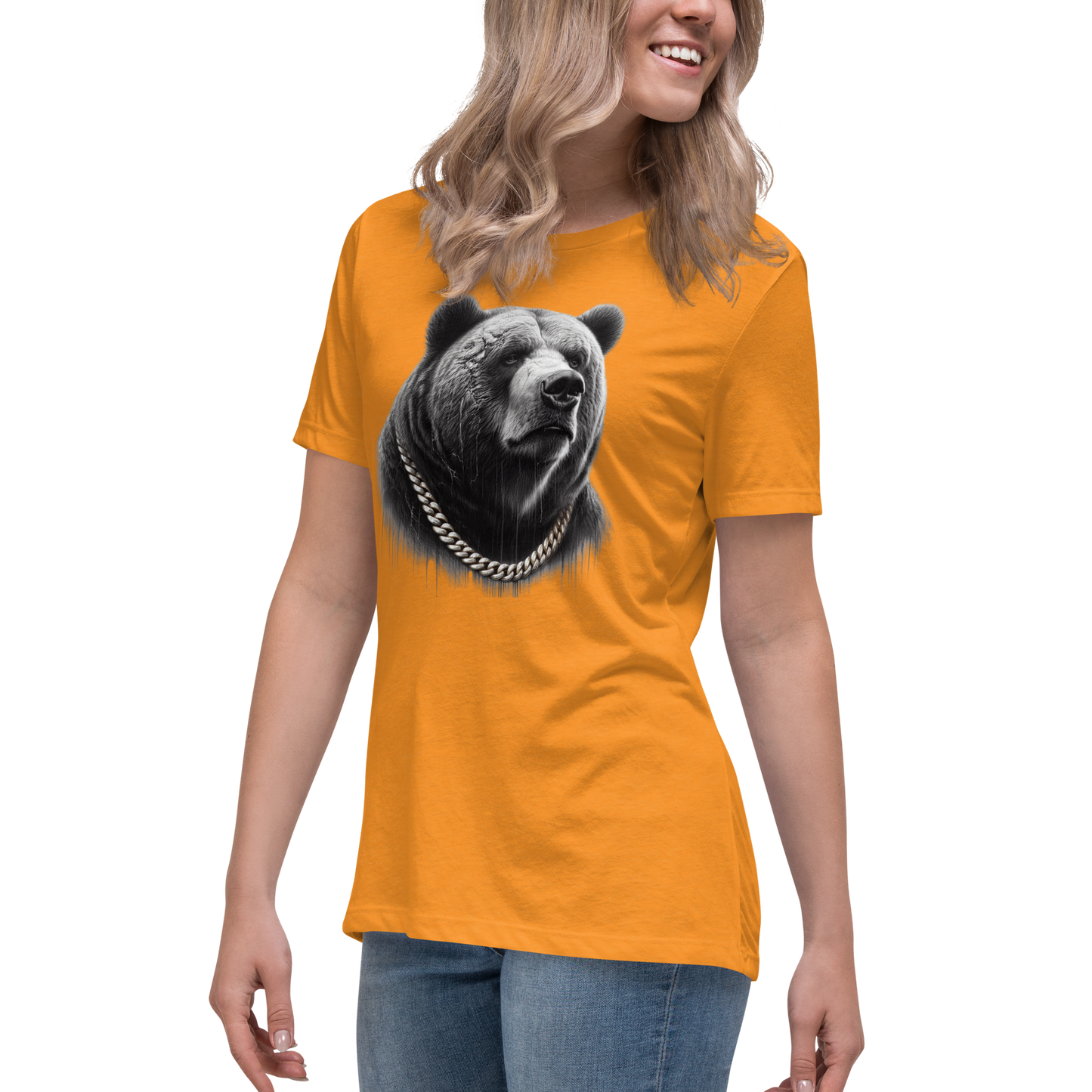 Women's Relaxed T-Shirt, Cali Grizzly Bear 2.0