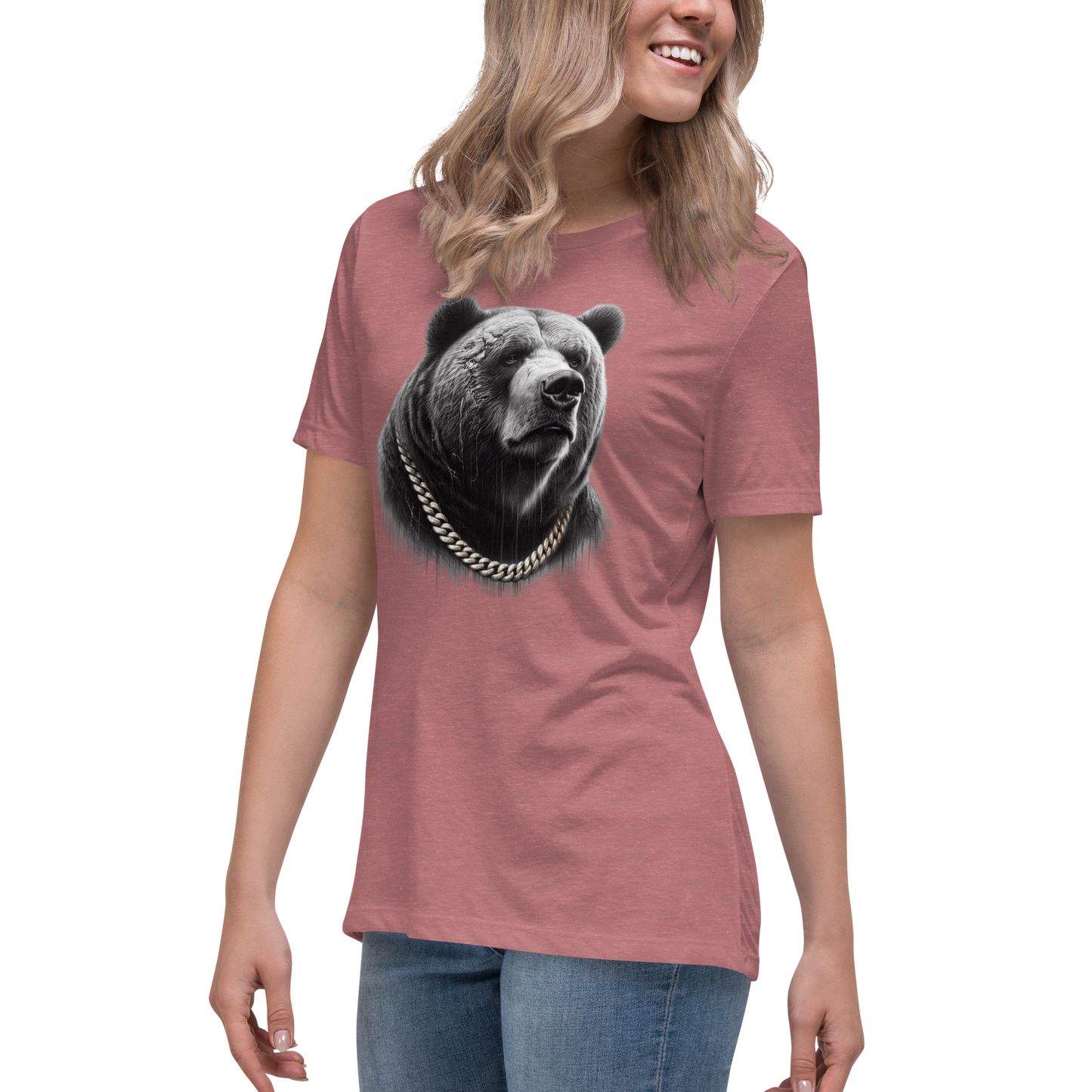 Women's Relaxed T-Shirt, Cali Grizzly Bear 2.0