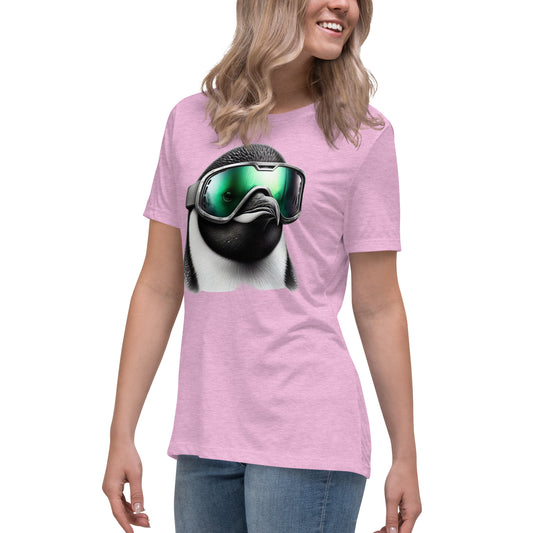 Women's Relaxed T-Shirt, Coolin Penguin Goggles