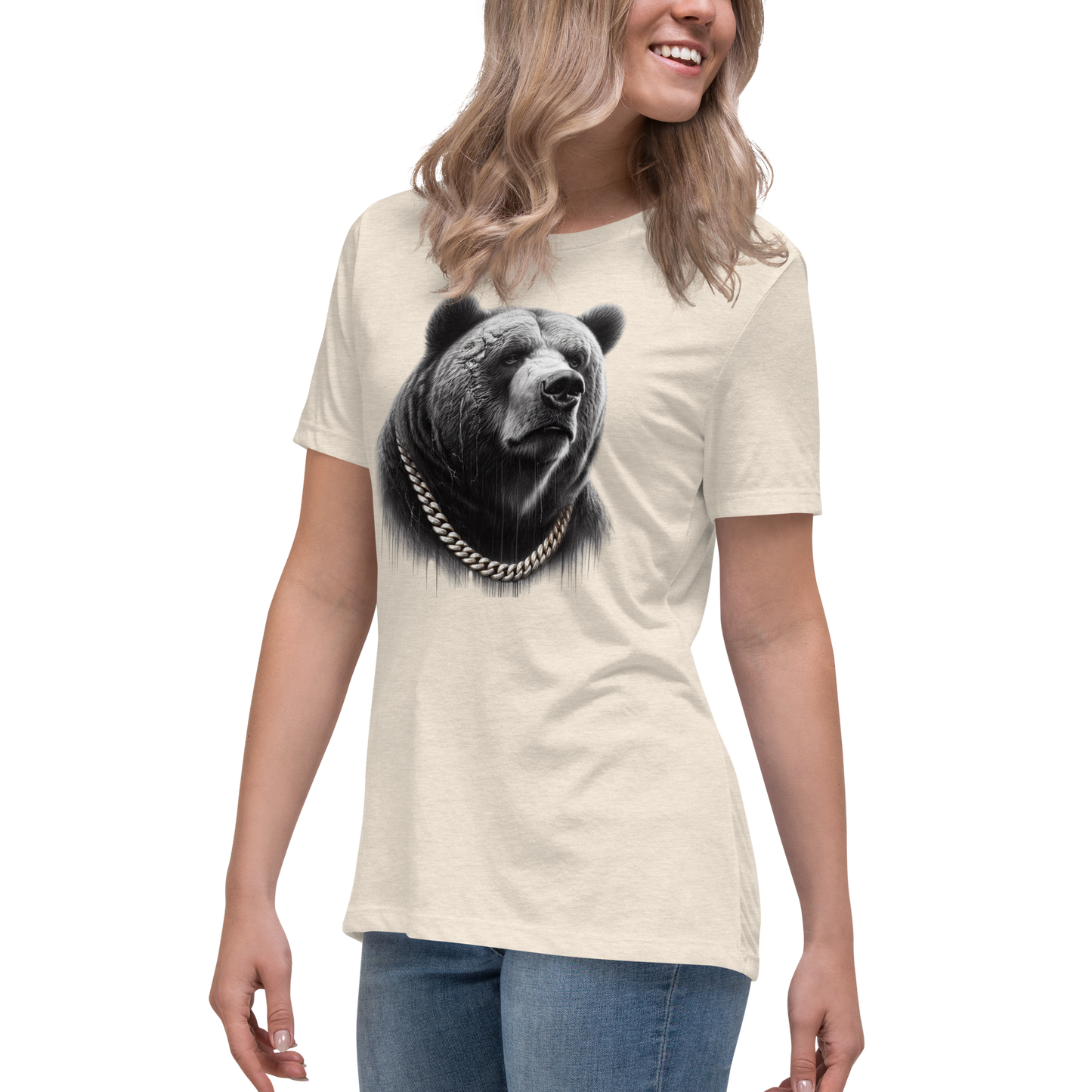 Women's Relaxed T-Shirt, Cali Grizzly Bear 2.0