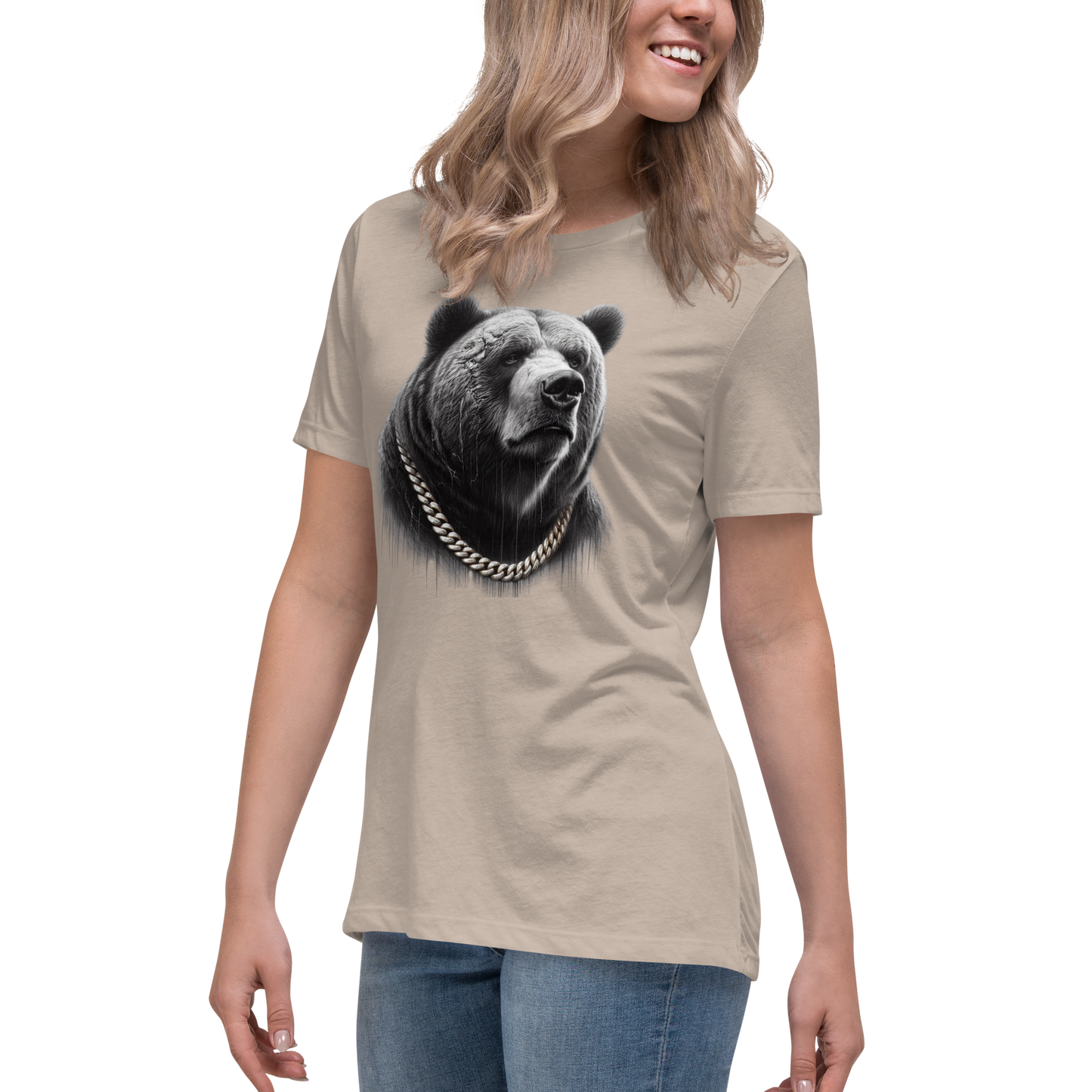 Women's Relaxed T-Shirt, Cali Grizzly Bear 2.0