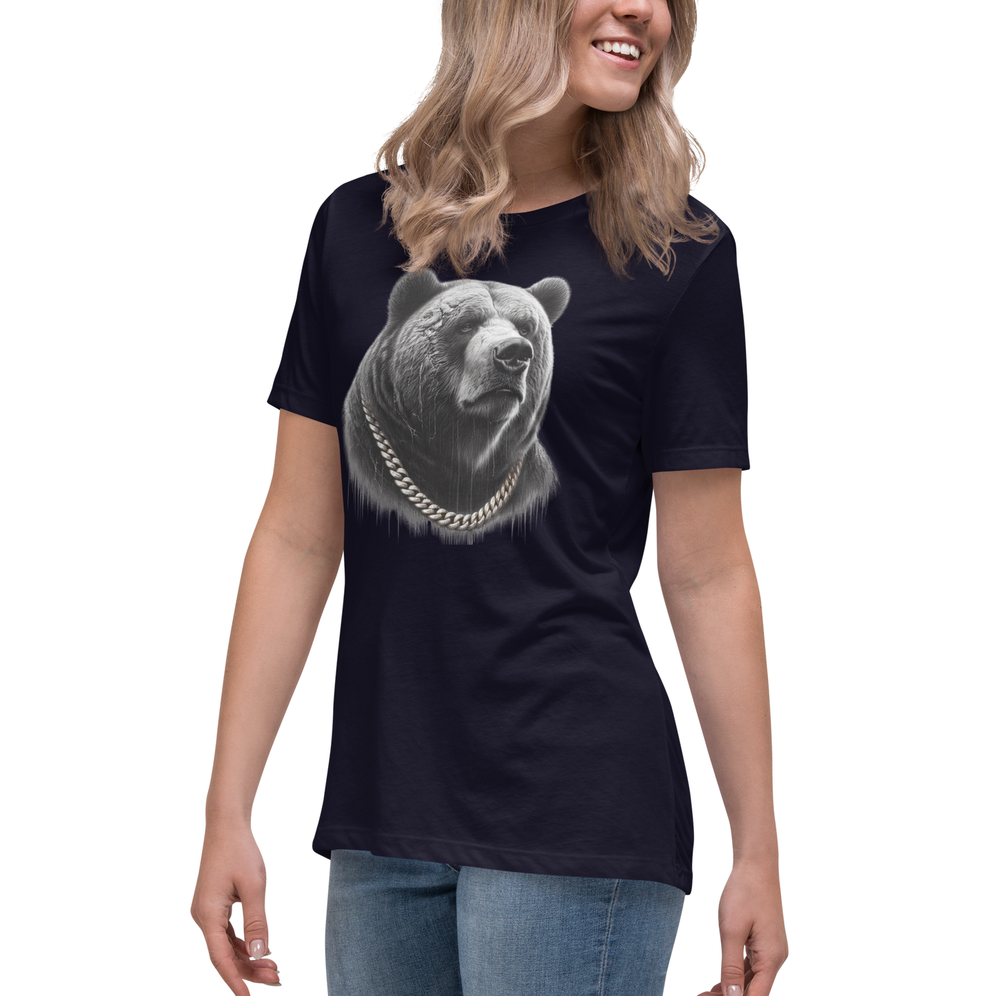 Women's Relaxed T-Shirt, Cali Grizzly Bear 2.0