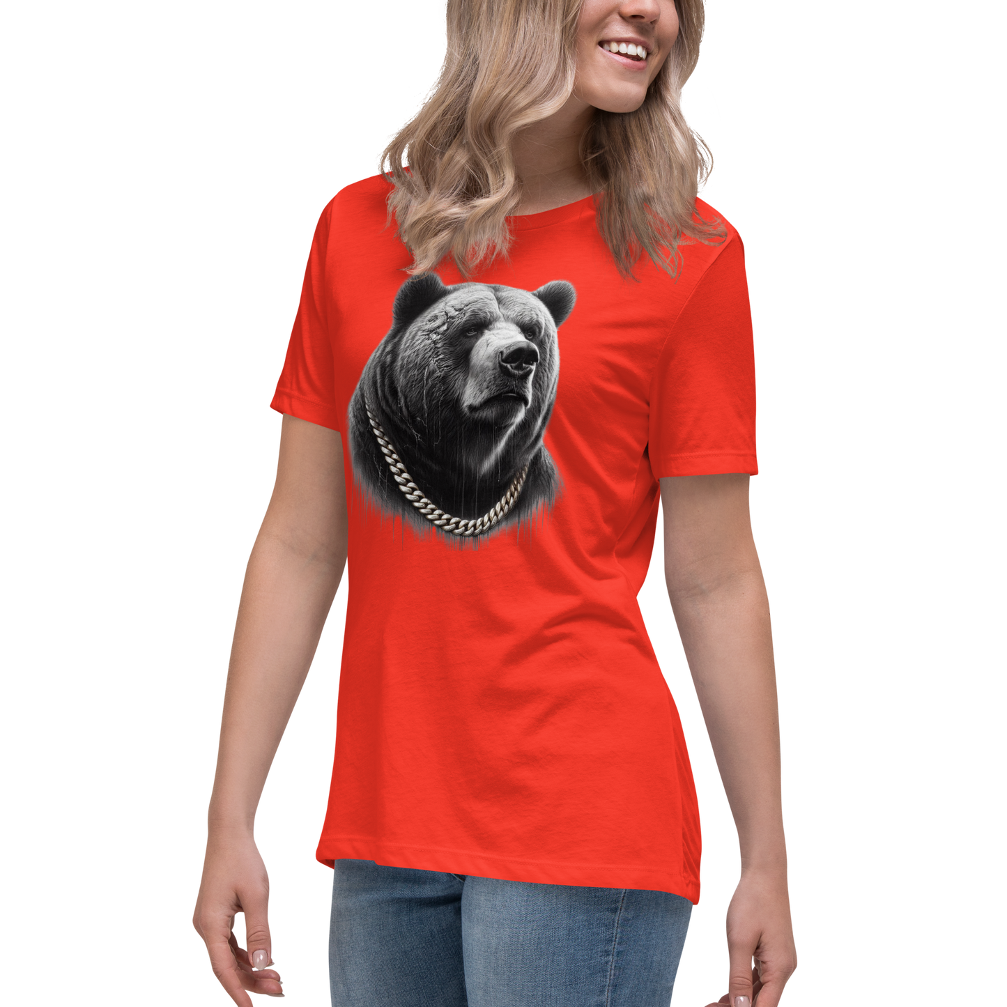 Women's Relaxed T-Shirt, Cali Grizzly Bear 2.0