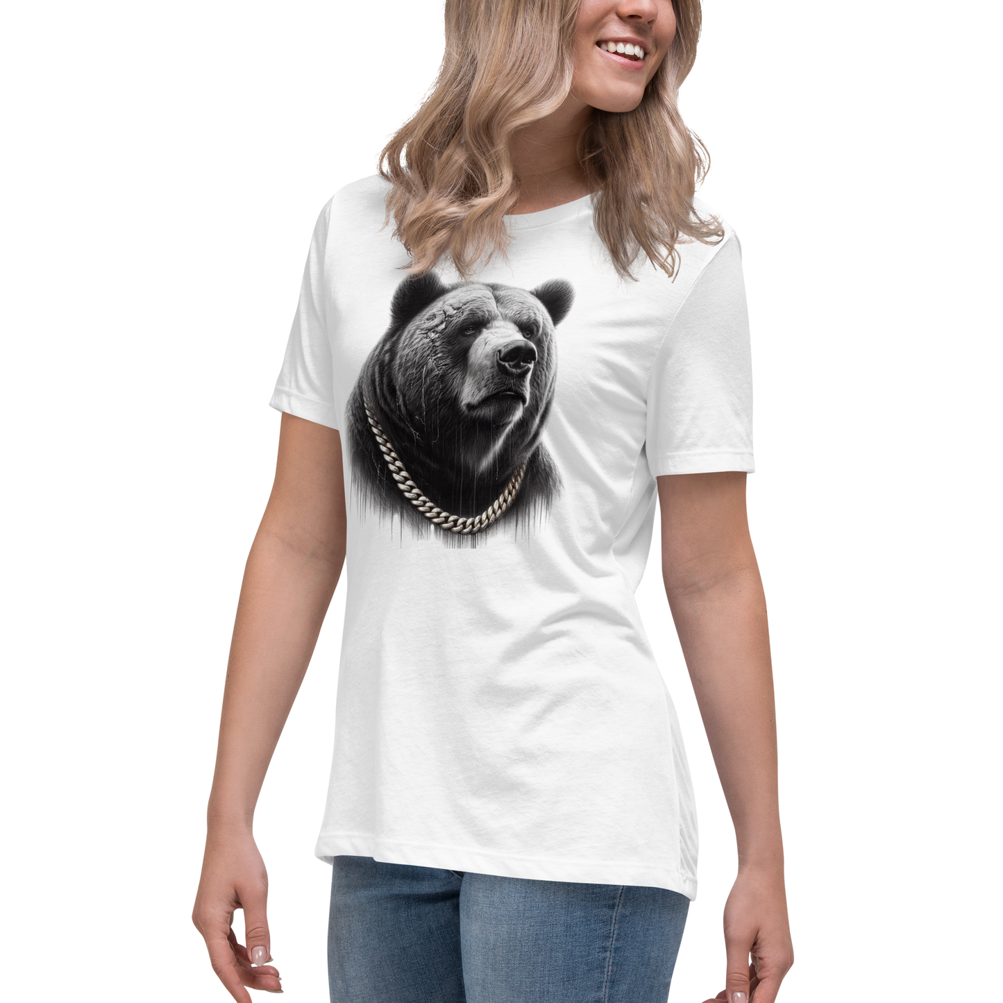 Women's Relaxed T-Shirt, Cali Grizzly Bear 2.0